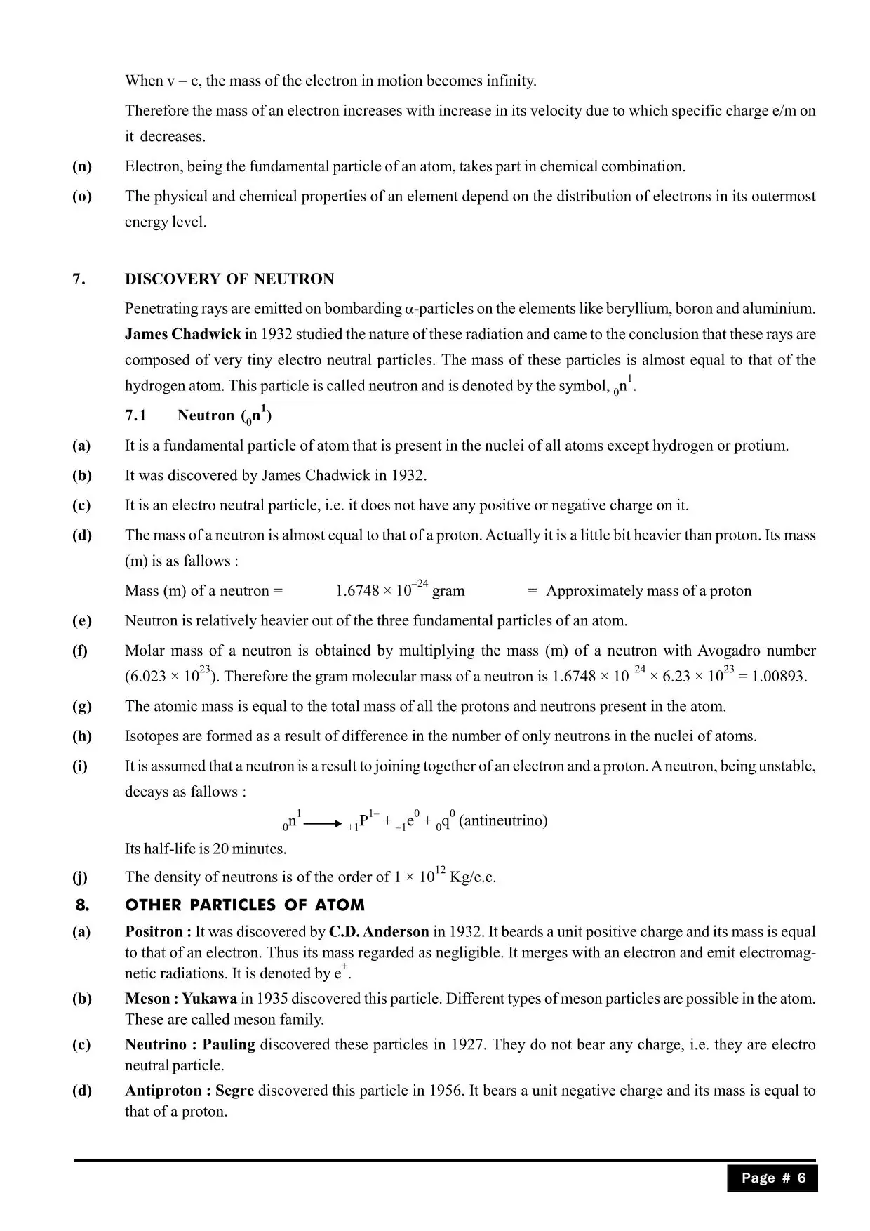 Structure of Atom Class 11 notes