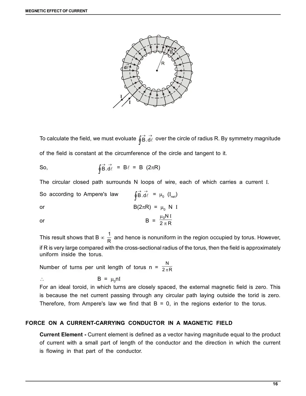 Magnetic Effect of Electric Current Class 12