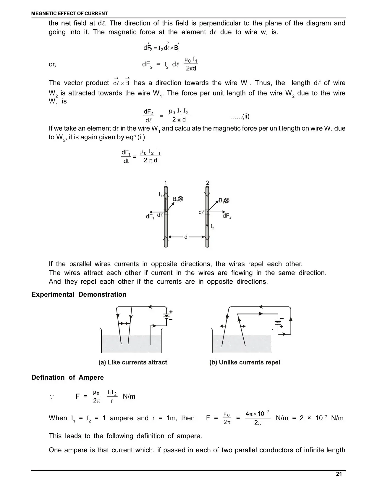 Magnetic Effect of Electric Current Class 12
