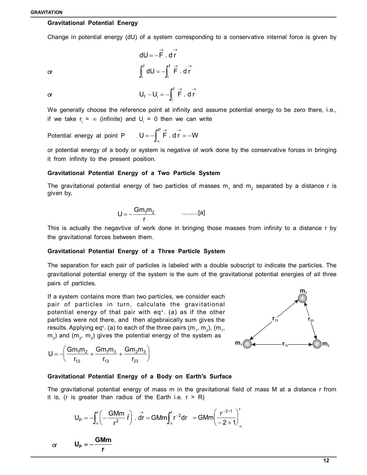 Class 11 Physics Gravitation Notes