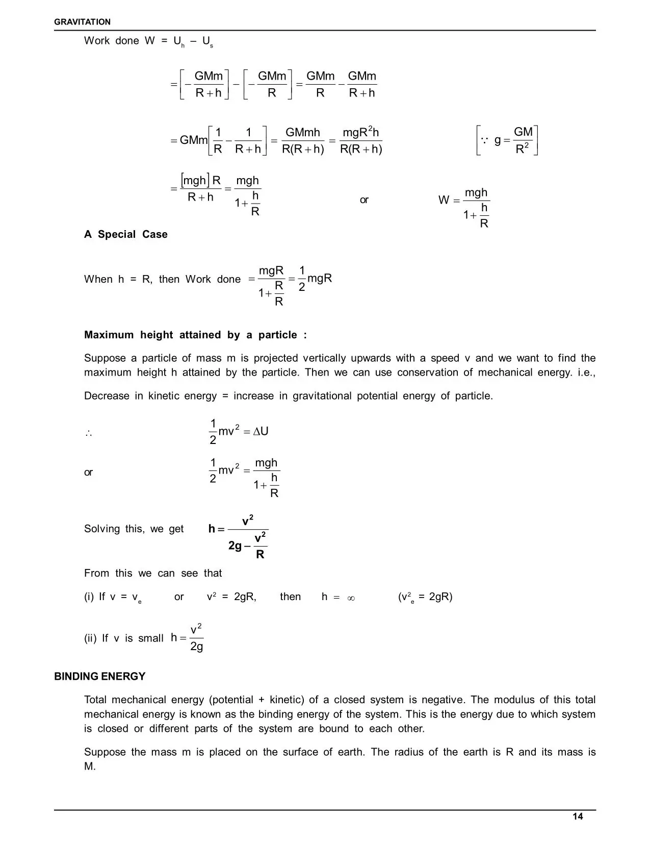 Class 11 Physics Gravitation Notes
