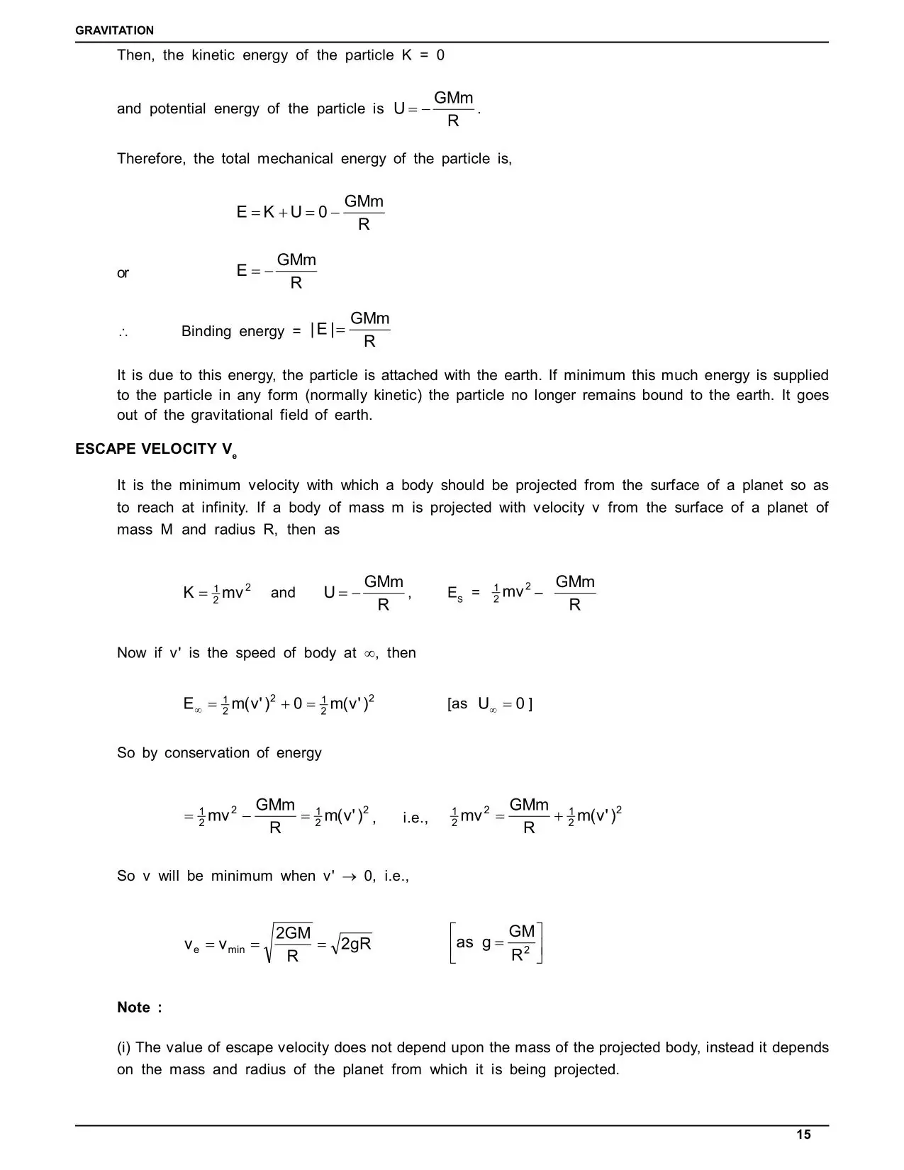 Class 11 Physics Gravitation Notes