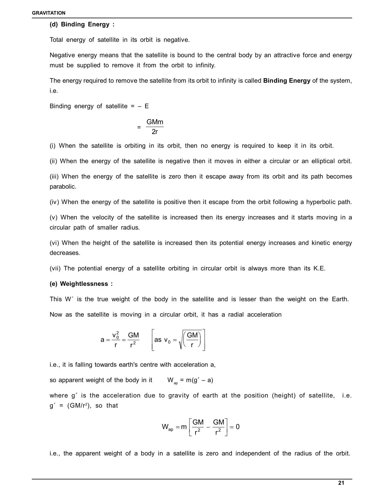 Class 11 Physics Gravitation Notes