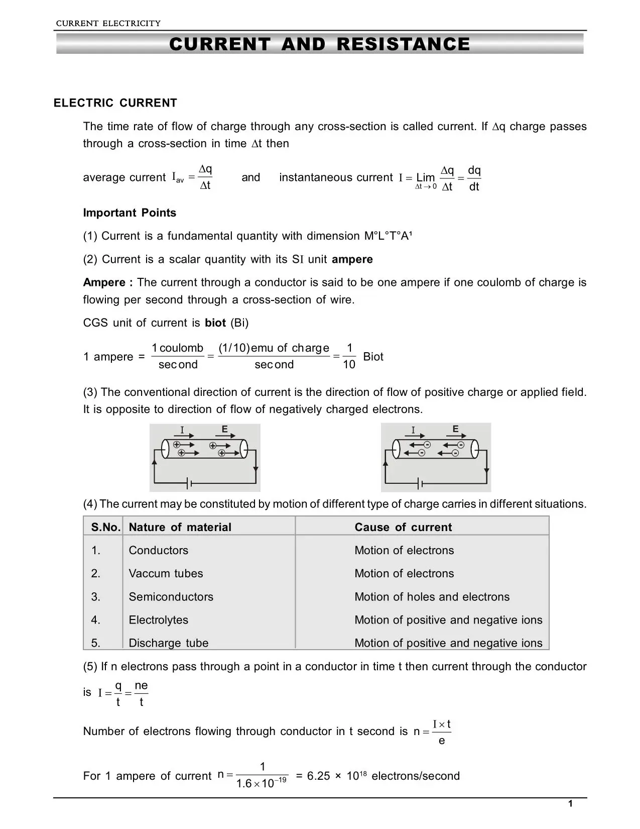 Current Electricity Class 12 Notes