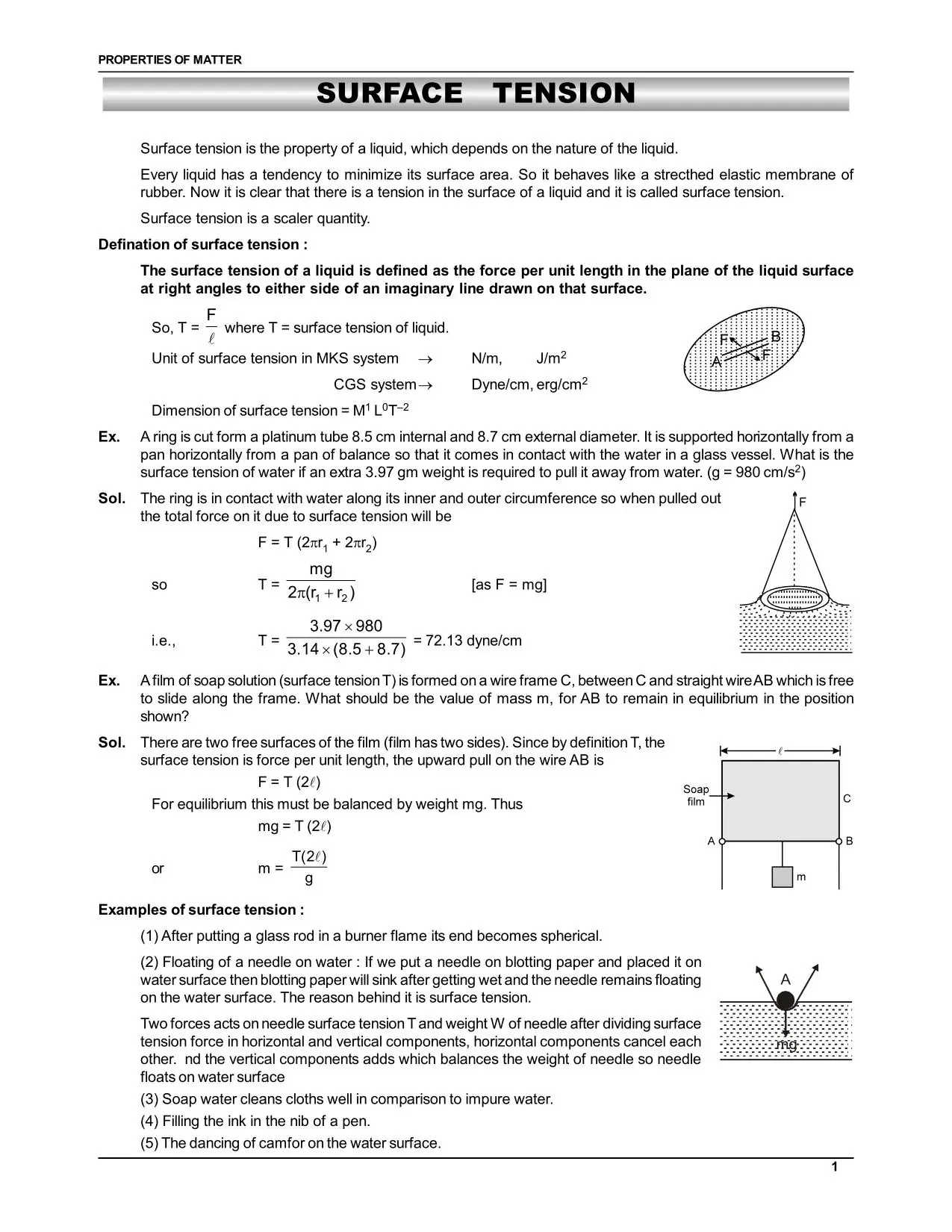 Surface Tension Theory
