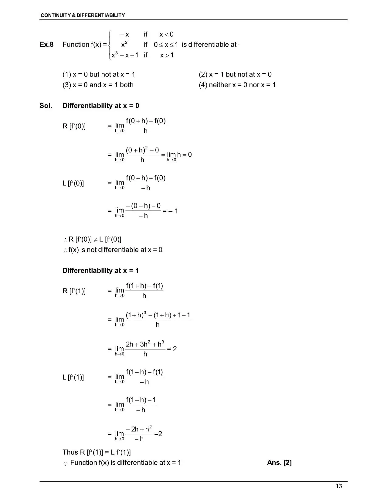 Continuity & Differentiability