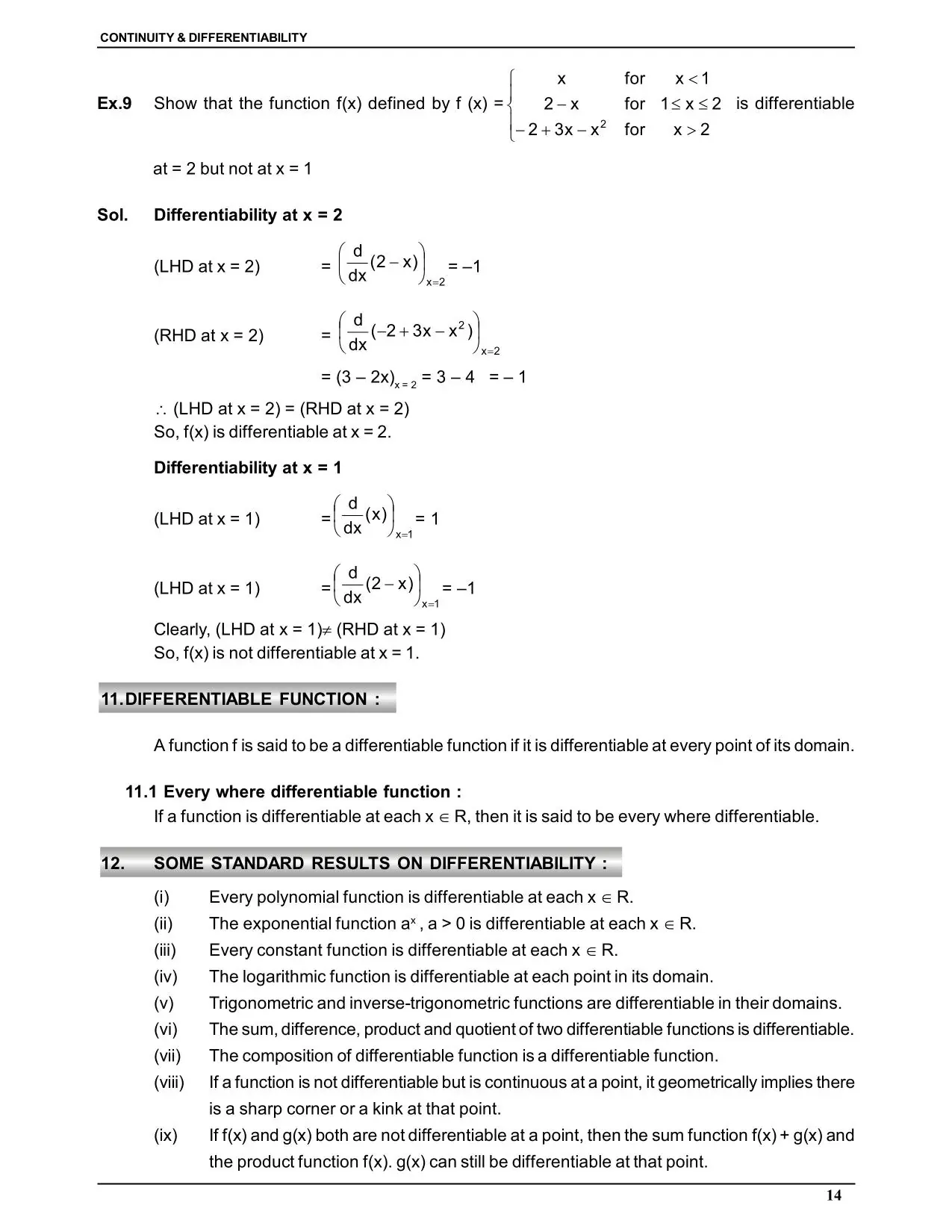 Continuity & Differentiability