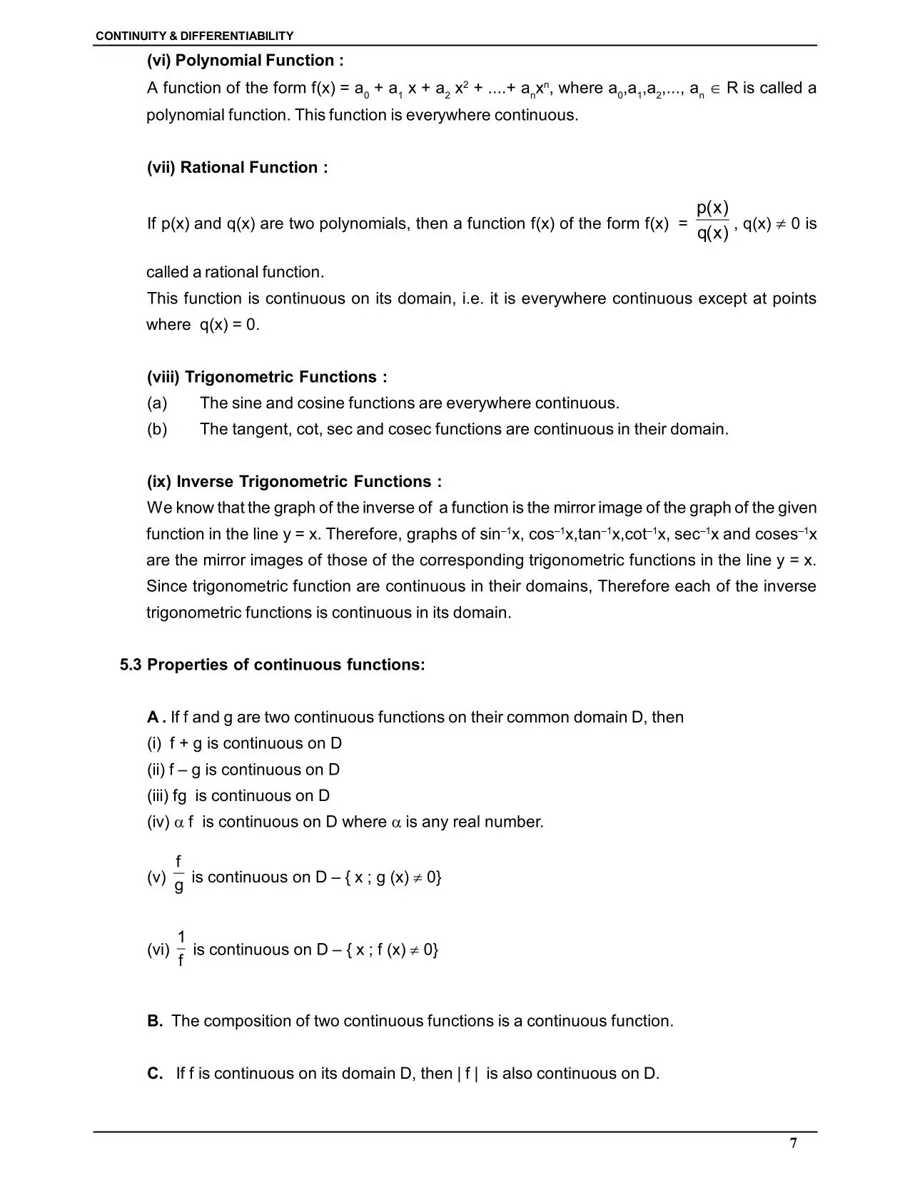 Continuity & Differentiability
