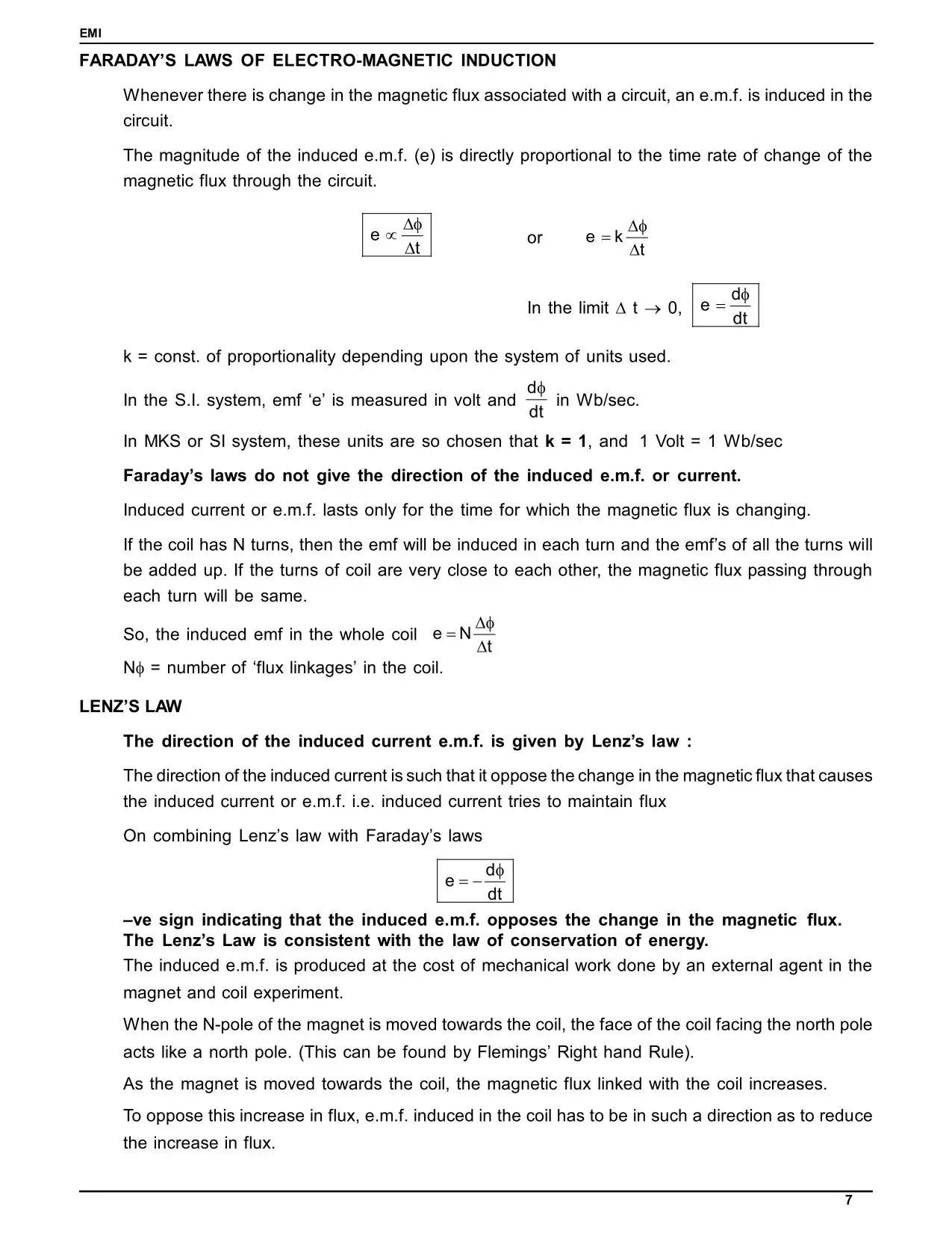 Faradays Law of EMI