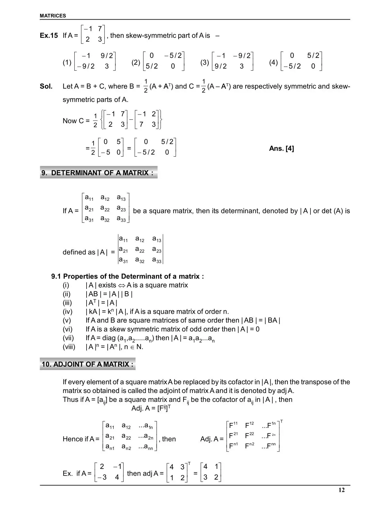 Matrices: Adjoint of a Matrices