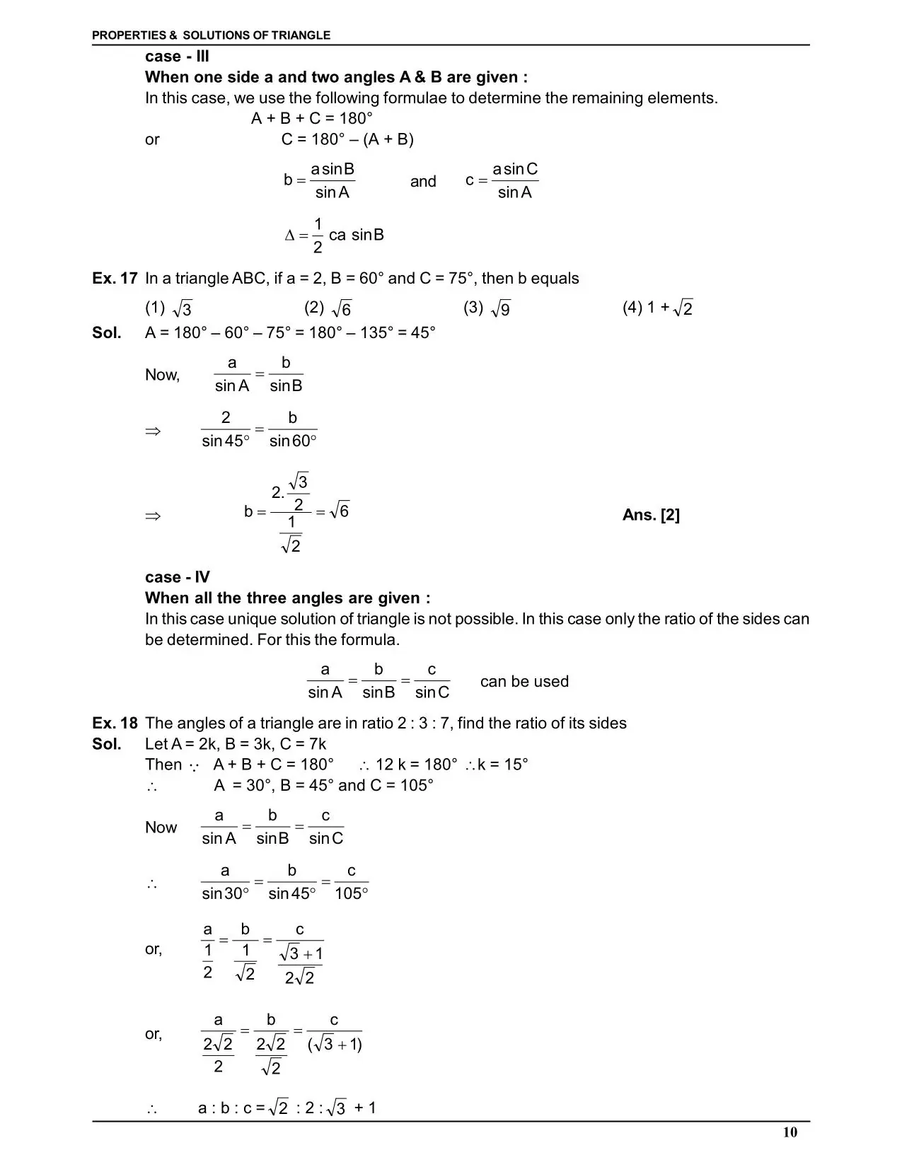 Properties and Solution of Triangle