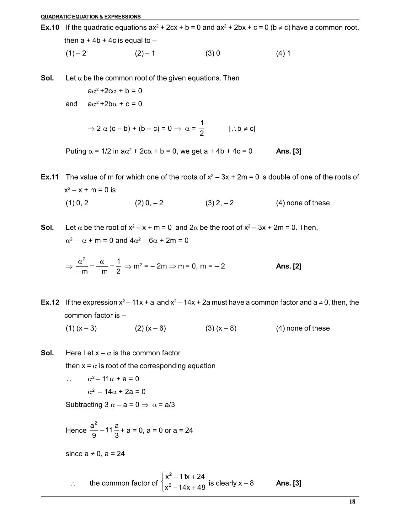 Quadratic Equation & Expressions