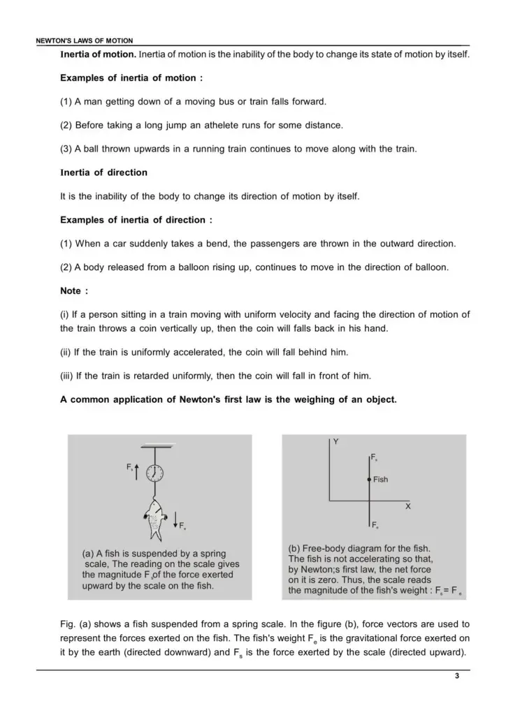 Class 11 Laws of Motion Notes