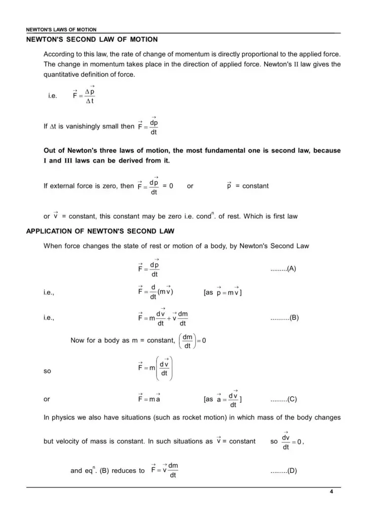 Class 11 Laws of Motion Notes