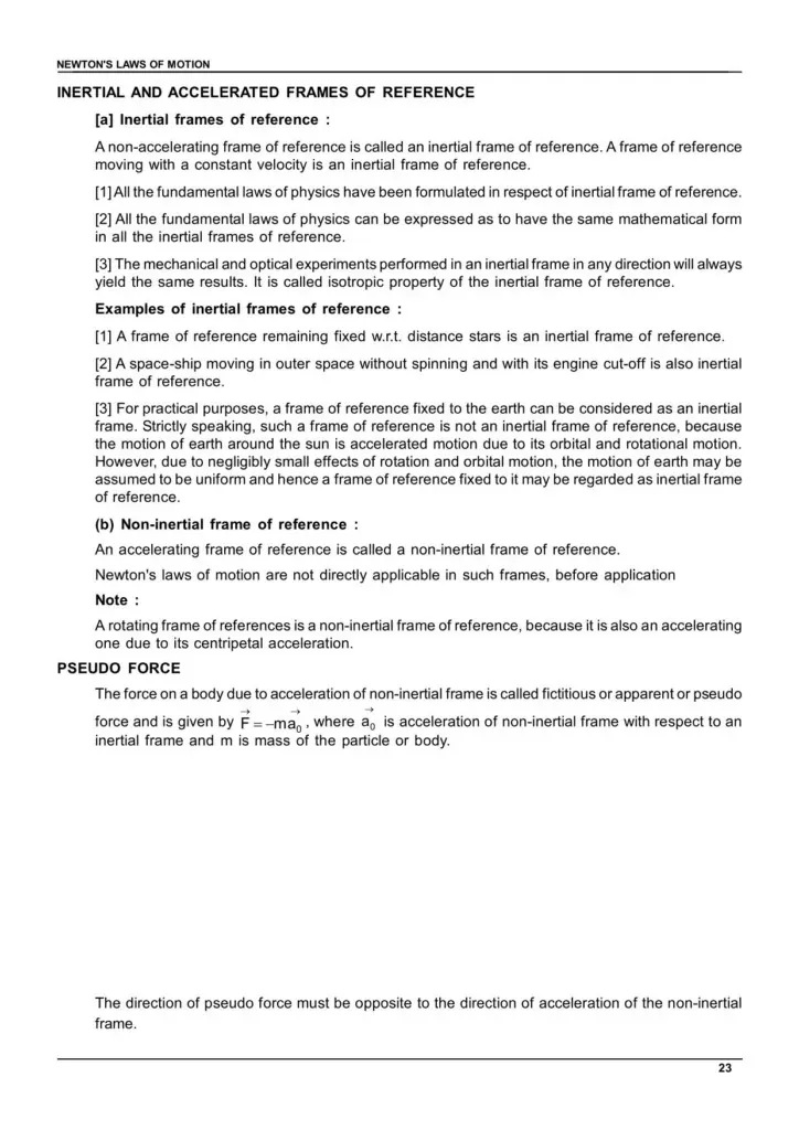 Class 11 Laws of Motion Notes
