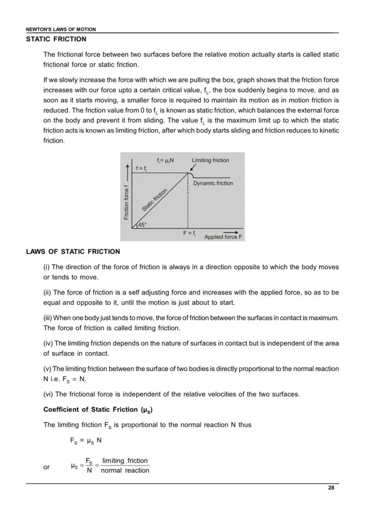 Class 11 Laws of Motion Notes