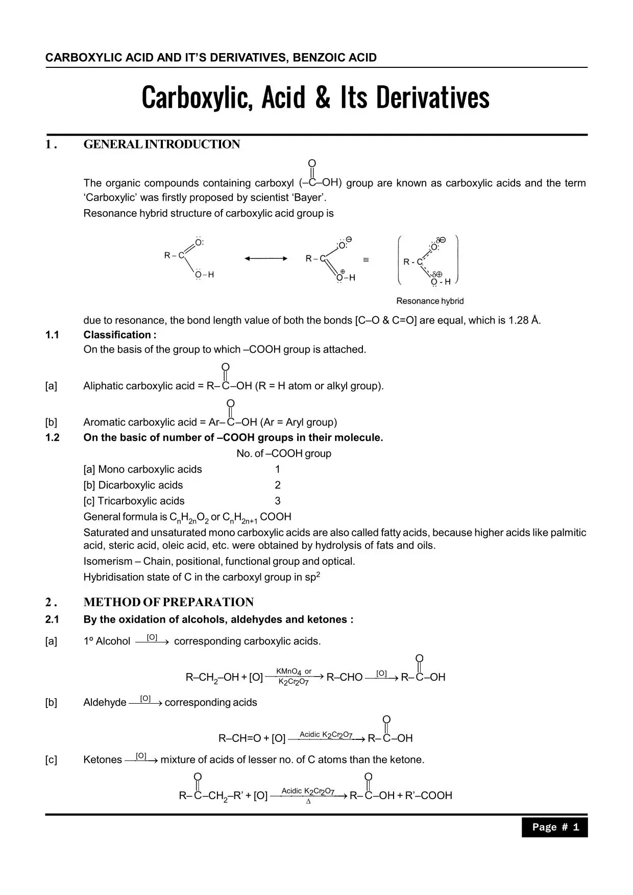 Carboxylic Acid & Derivative Theory