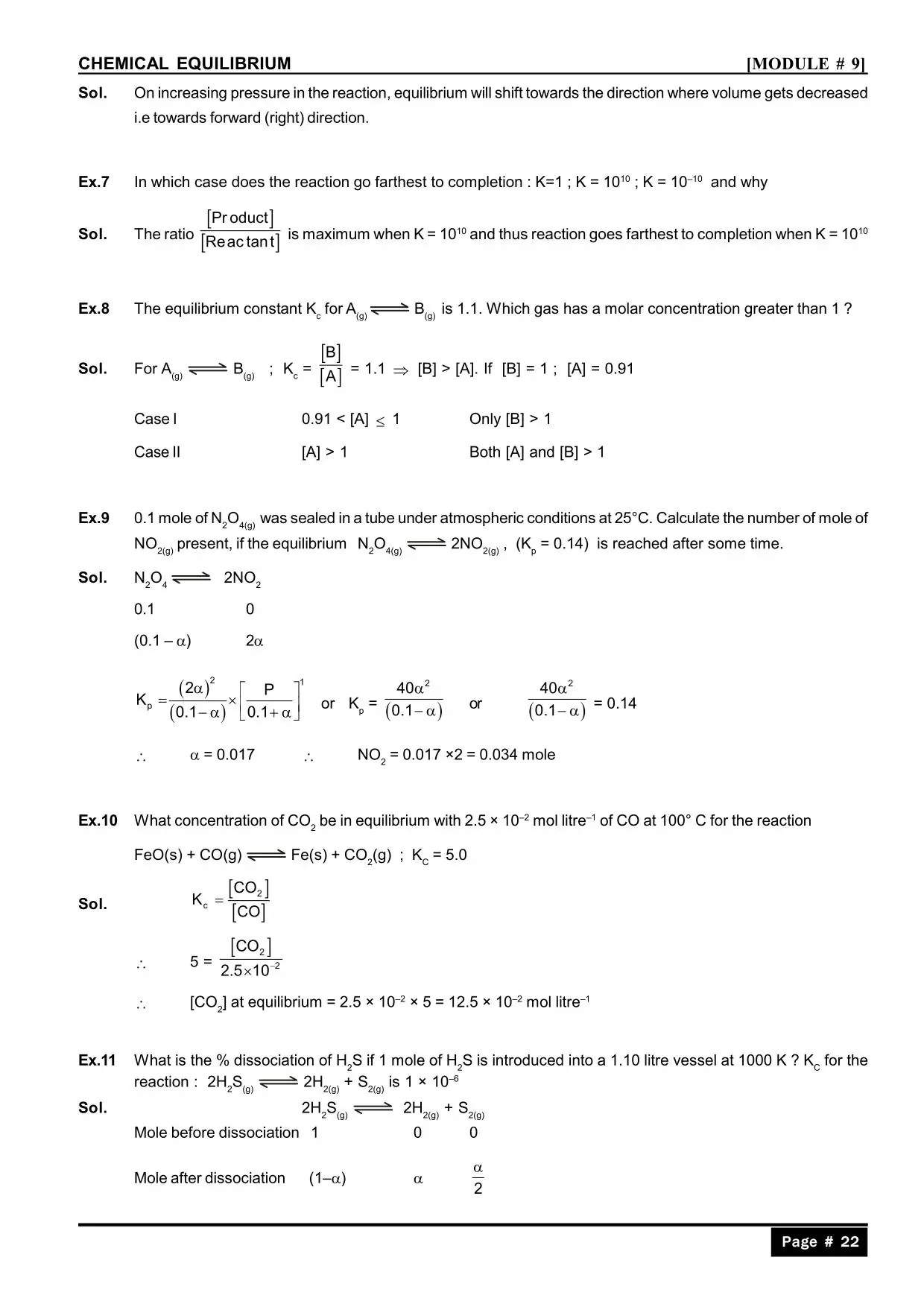 Chemical Equilibrium Class 11 Notes: Solved Questions