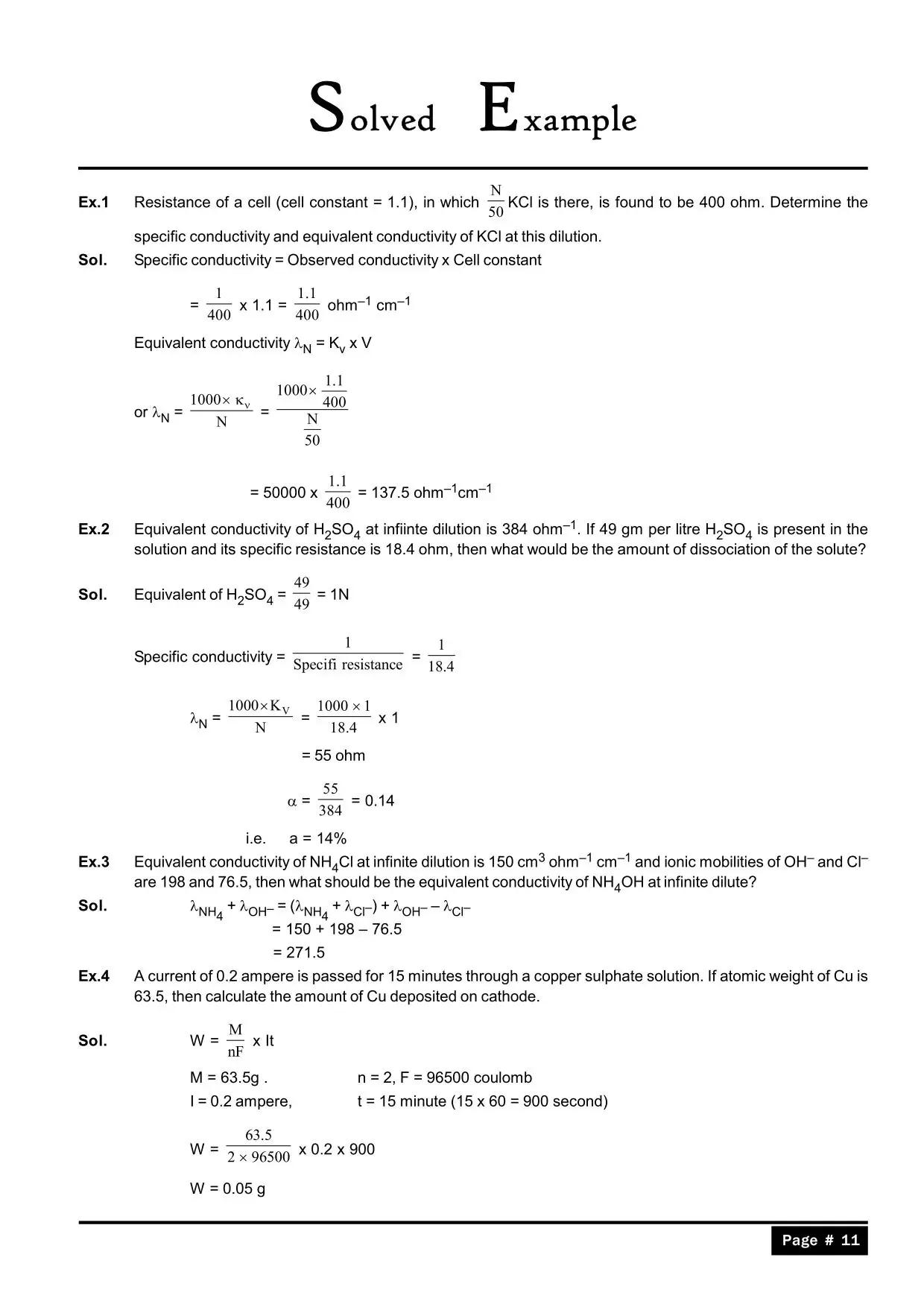 Electrochemistry Notes for Class 12 : Solved Examples