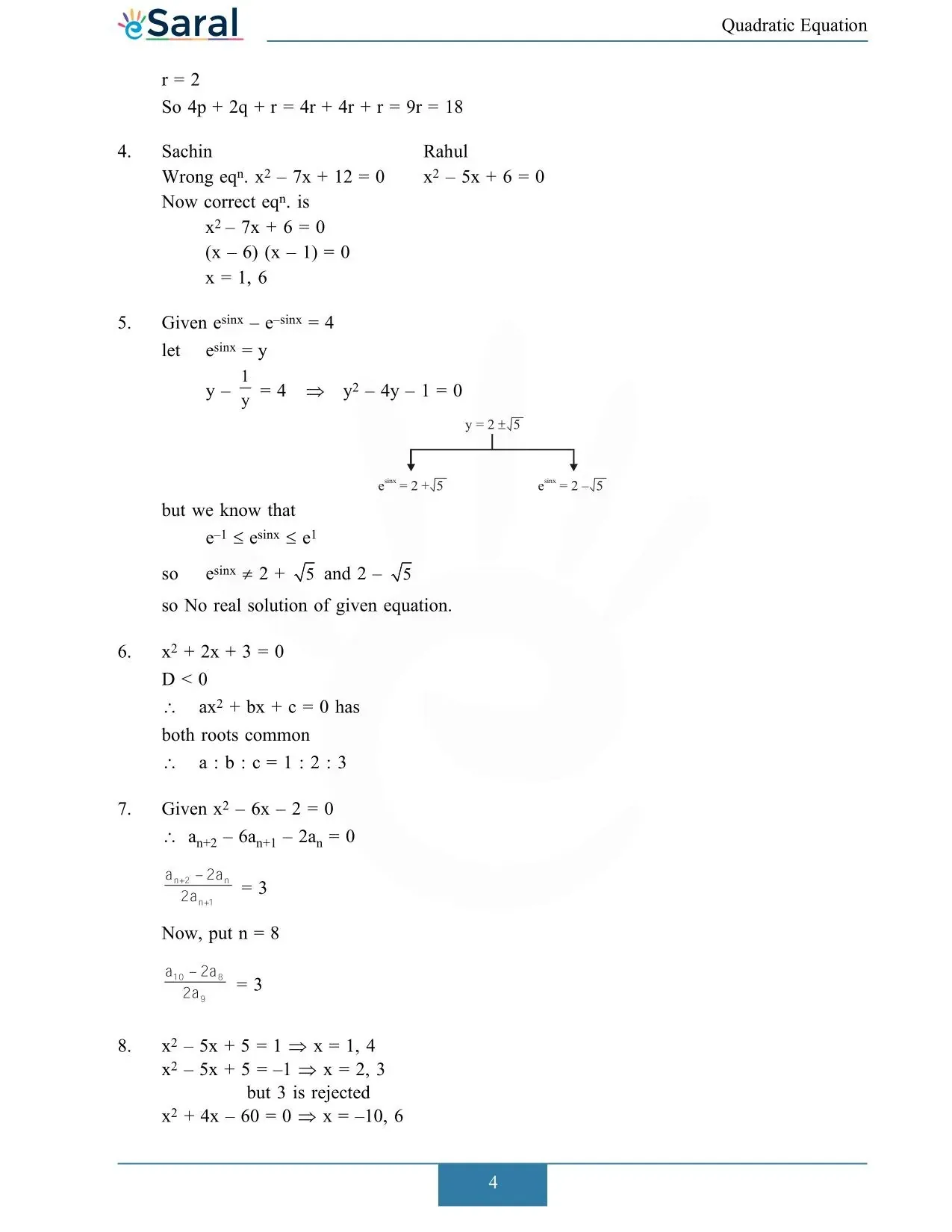 Quadratic Equation - JEE Main Previous Year Question with Solutions