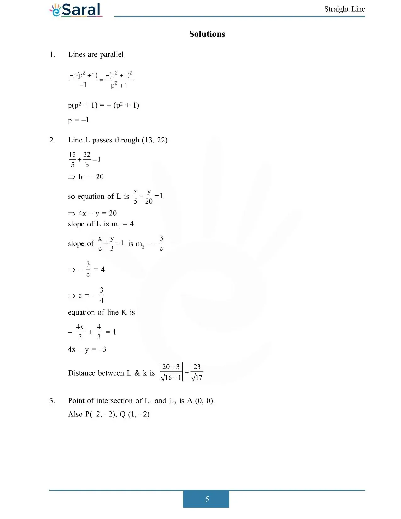 Straight Line - JEE Main Previous Year Question with Solutions