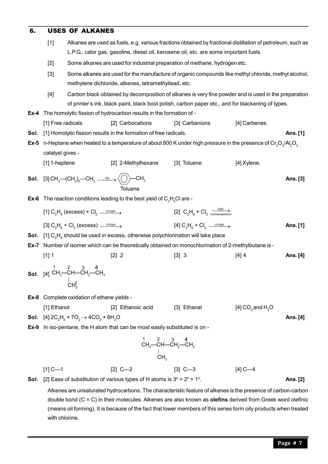 Hydrocarbons Class 11 Notes :Uses of Alkanes