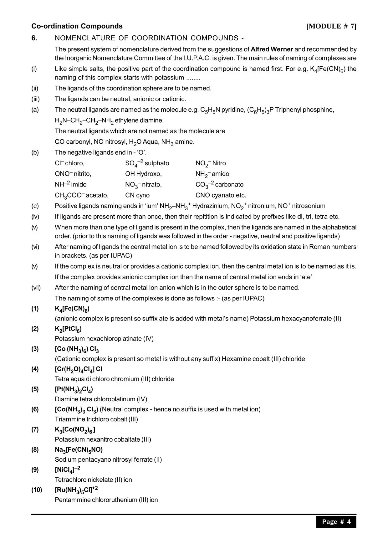 Coordination Compounds Class 12 Notes : Nomenclature
