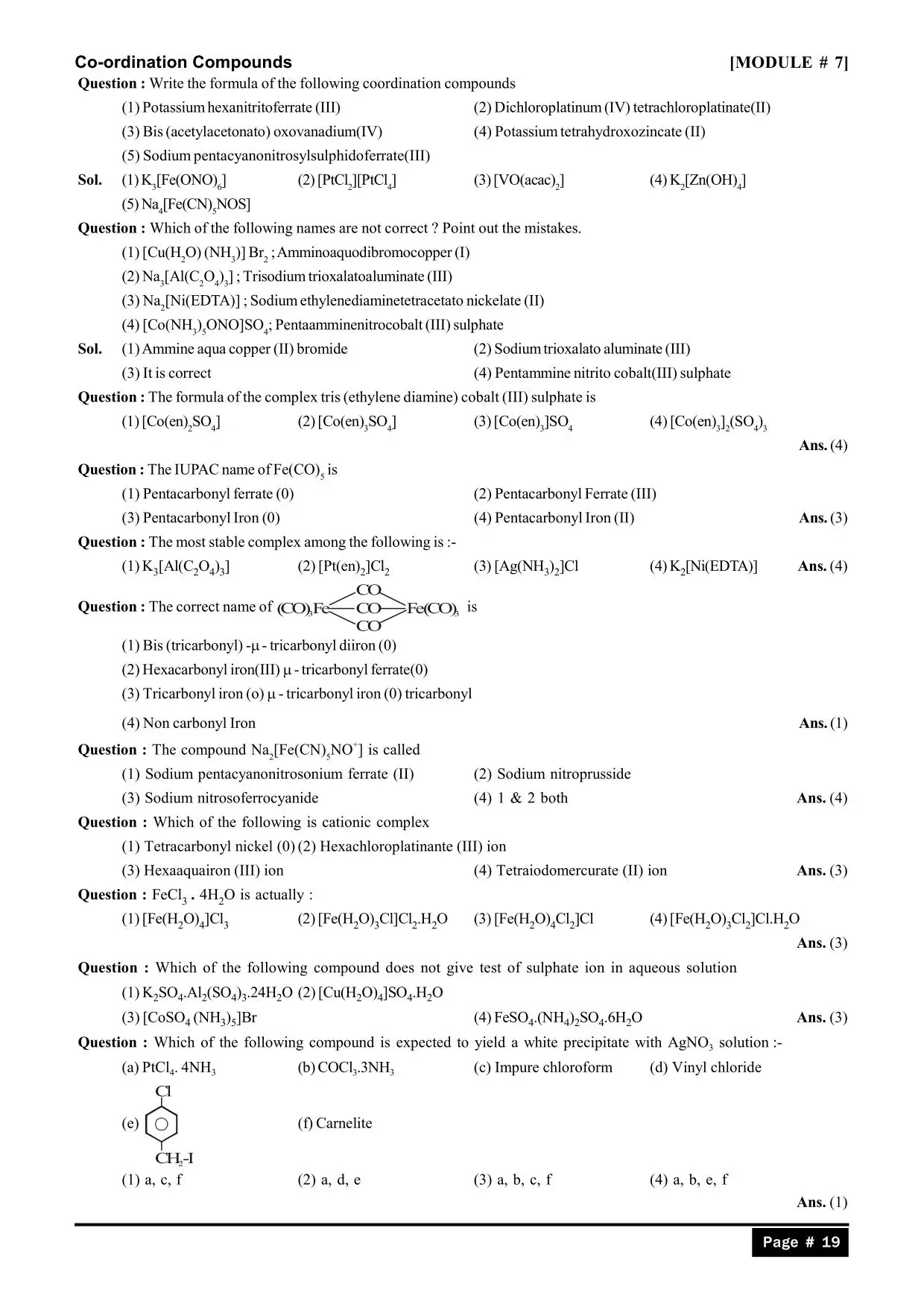 Coordination Compounds Class 12 Notes: Questions with Solutions