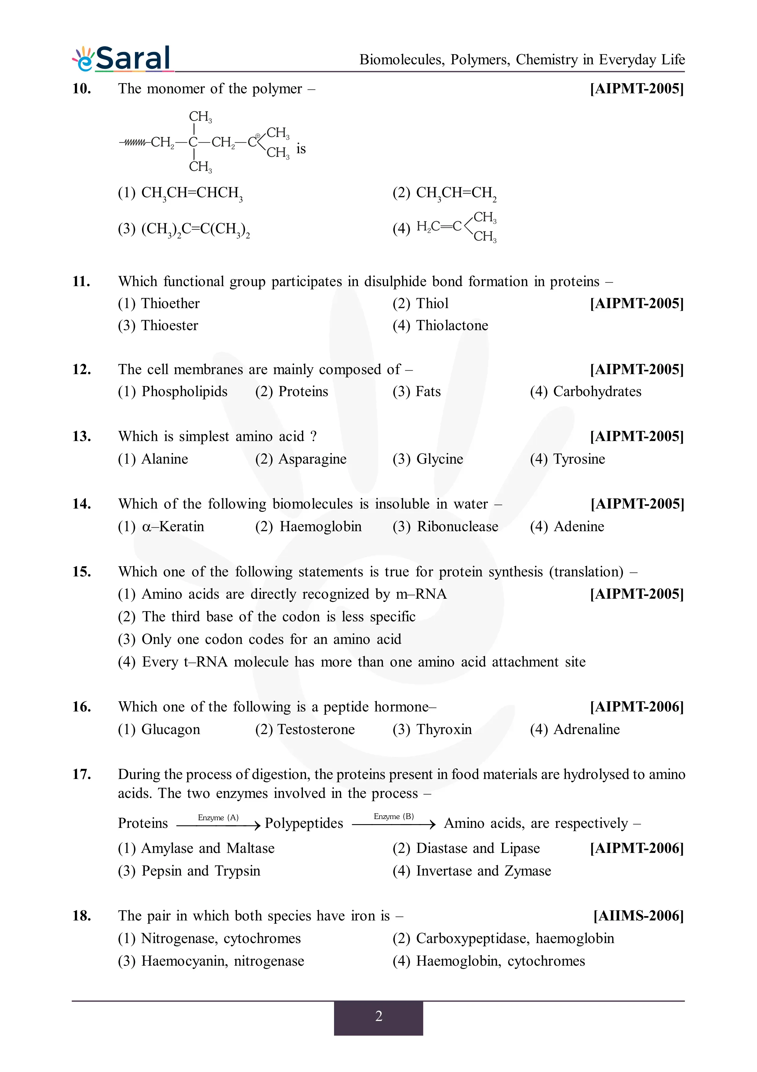NEET Previous Year Questions