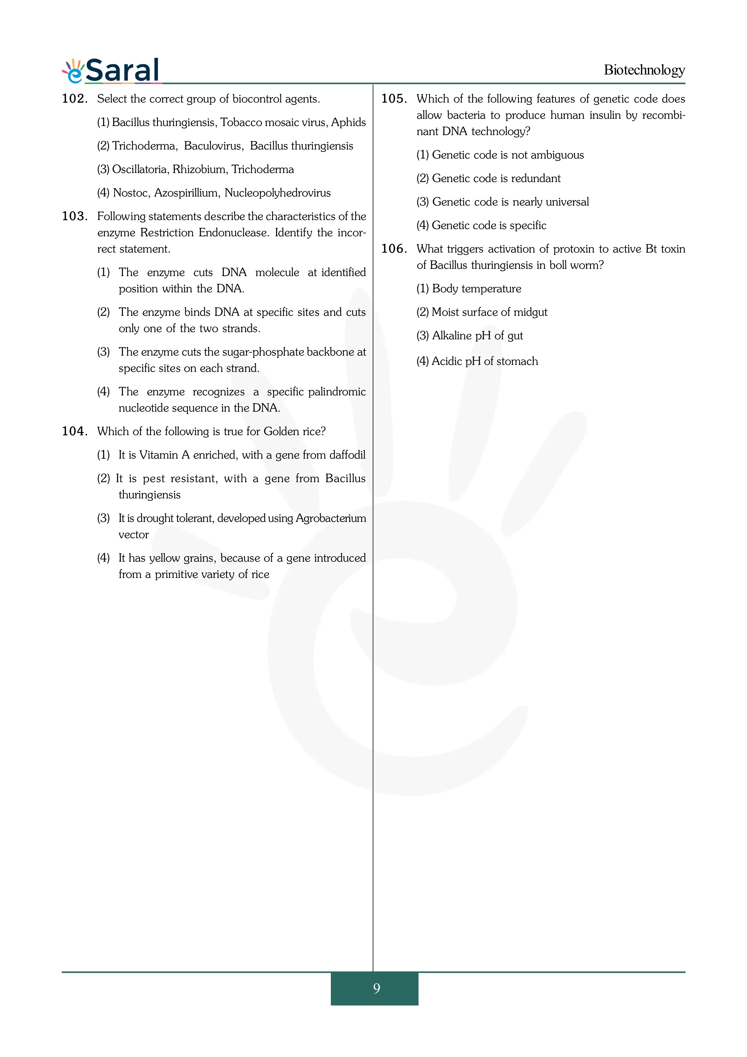 Biotechnology - NEET Previous Year Questions with Complete Solutions