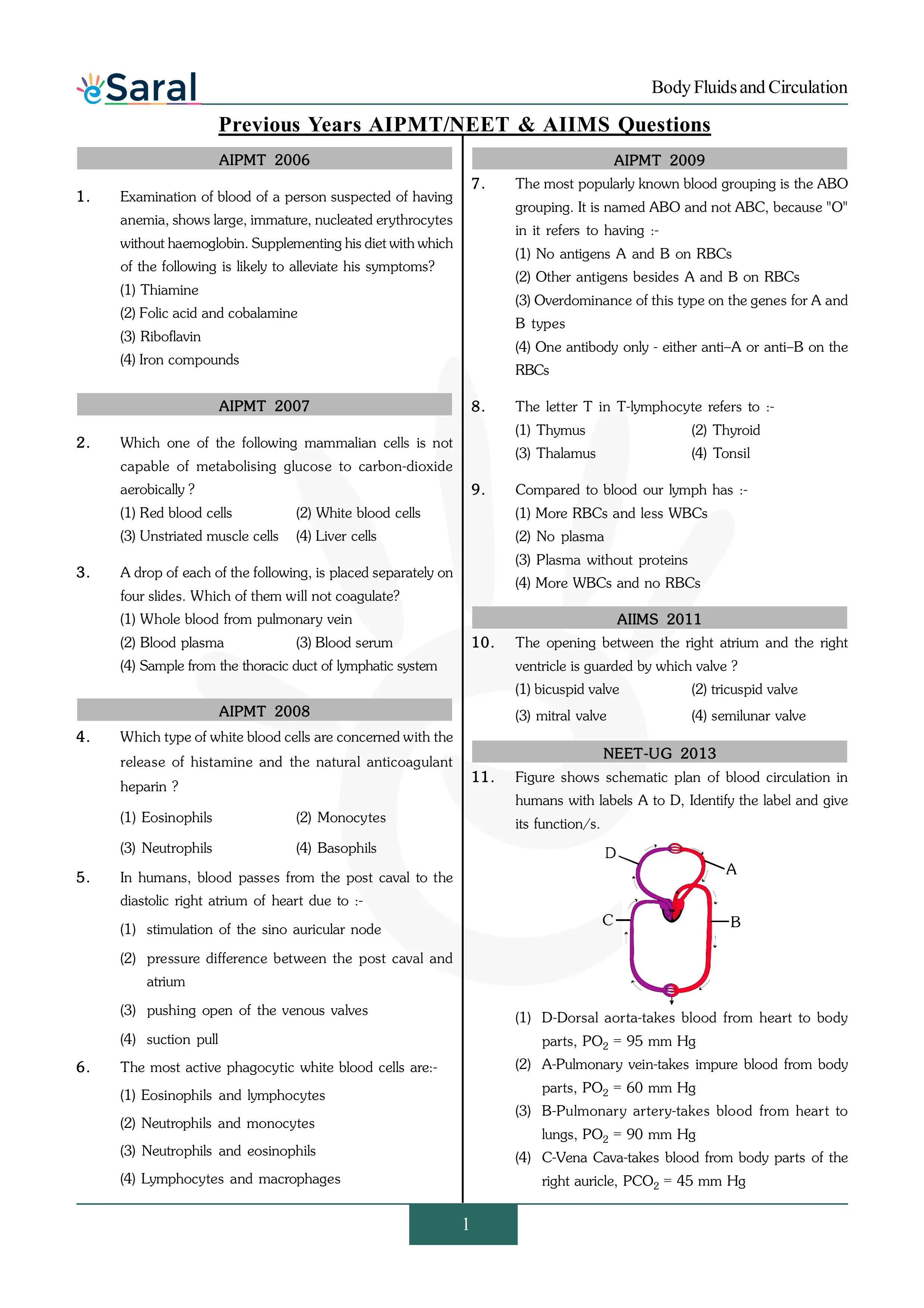 Body Fluids and Circulation -