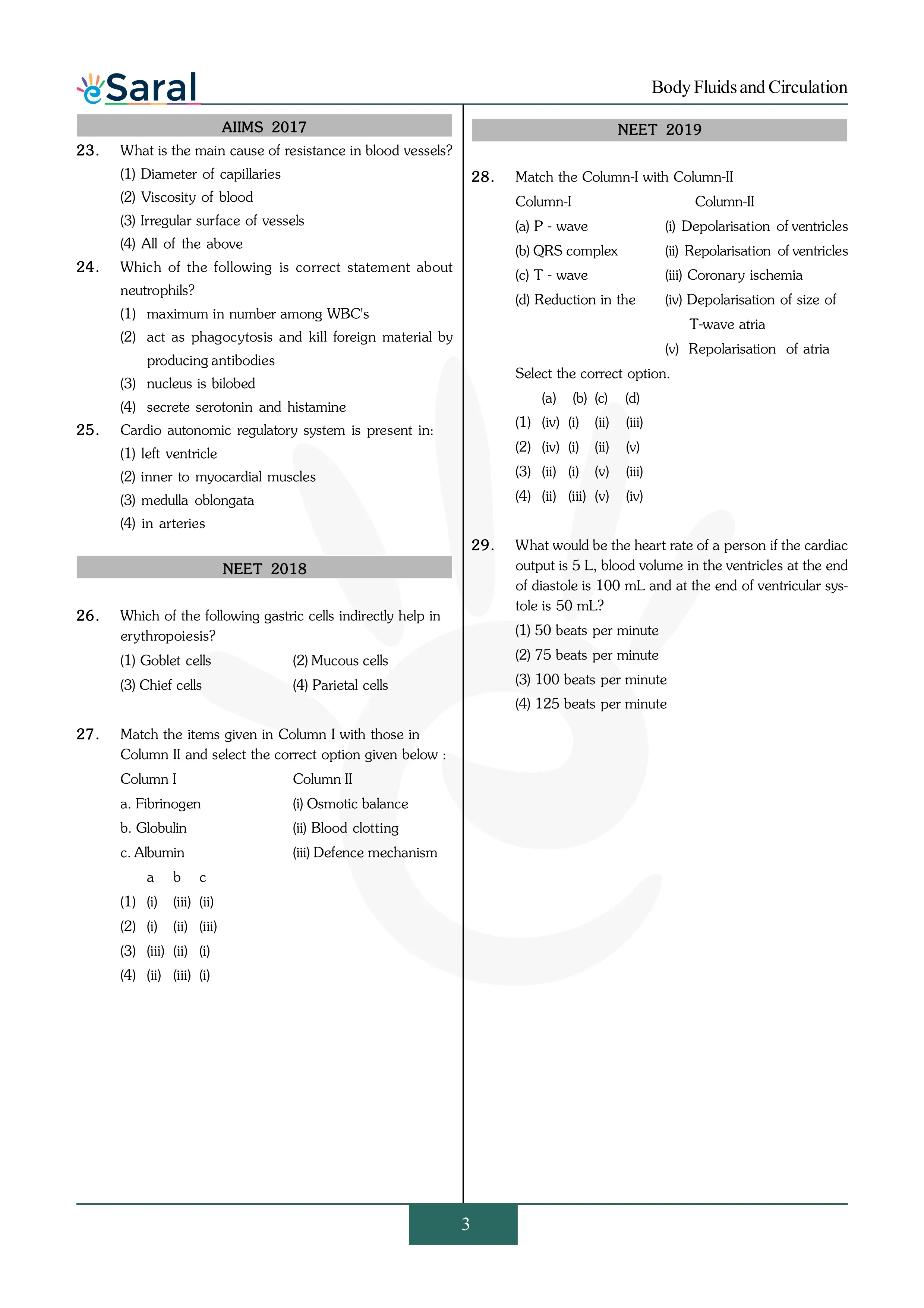 Body Fluids and Circulation