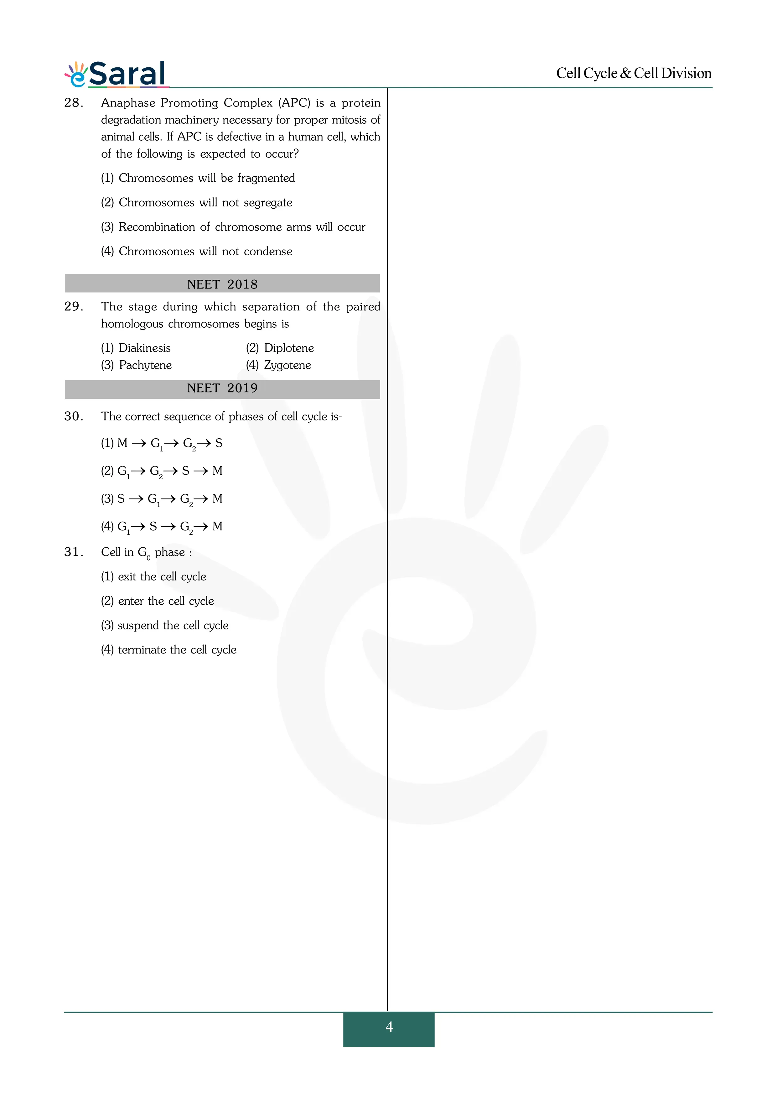 NEET PYQ CELL DIVISION