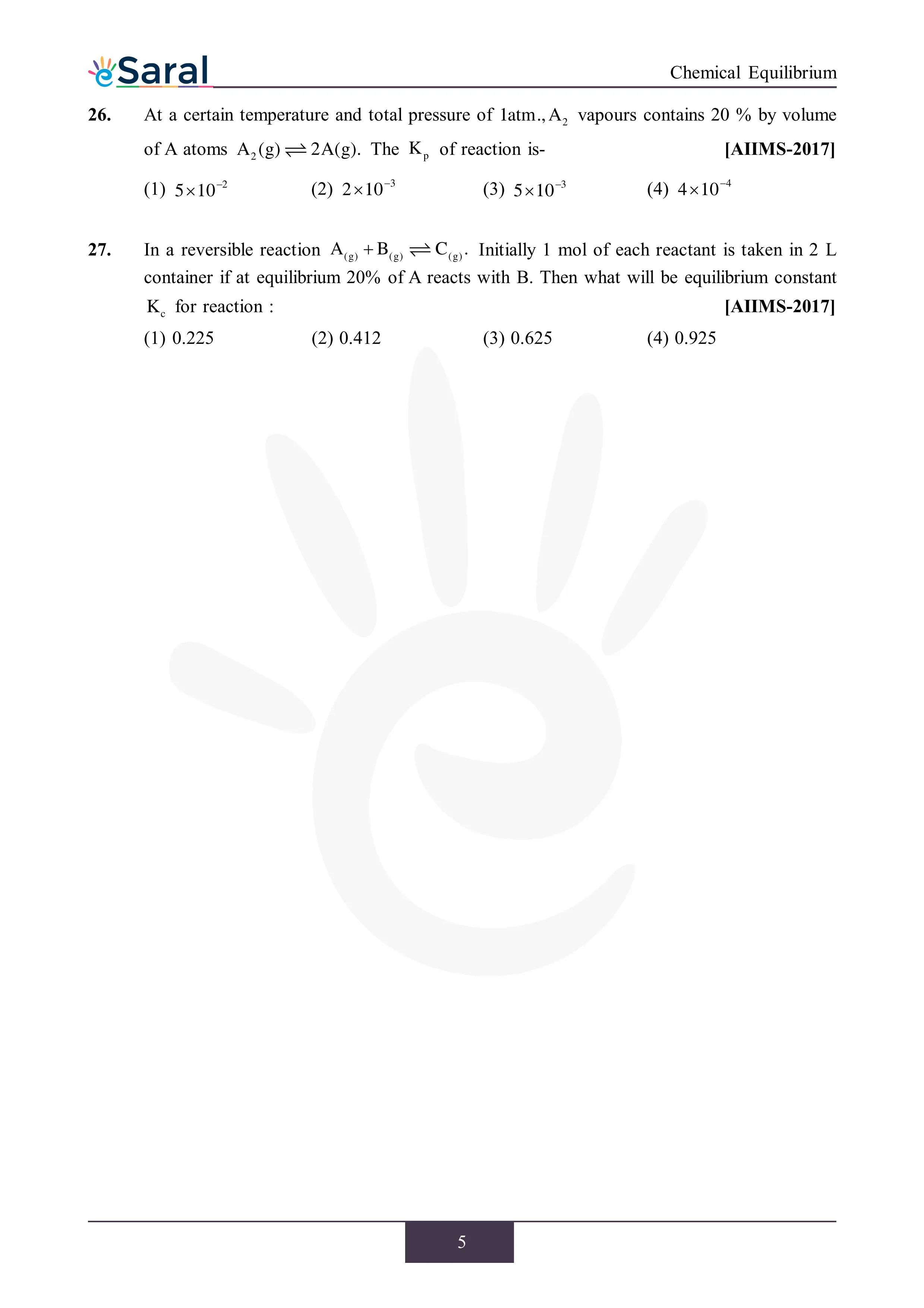 NEET PYQ Chemical Equilibrium