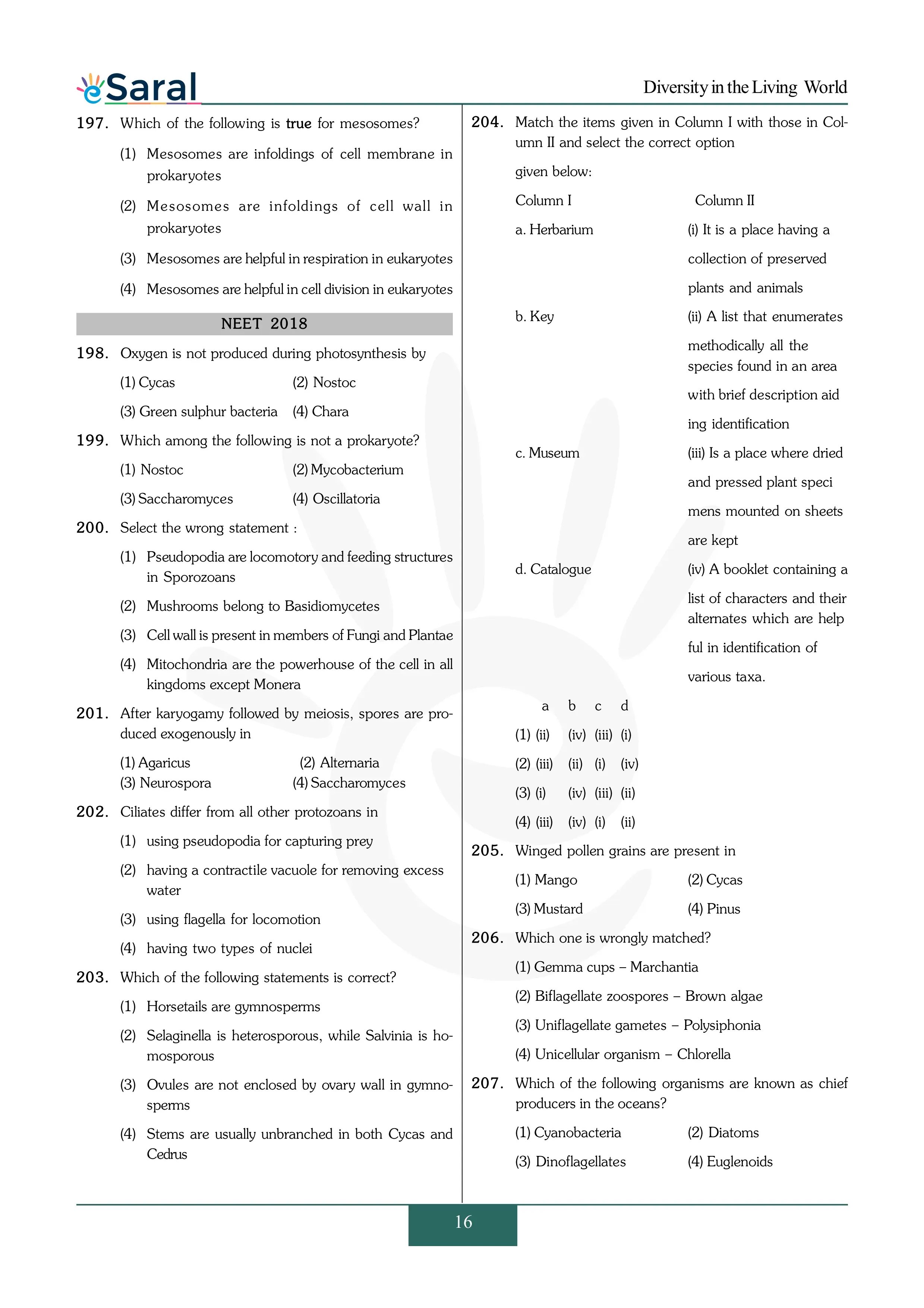 Diversity in the Living World - NEET Previous Year Questions with Complete Solutions