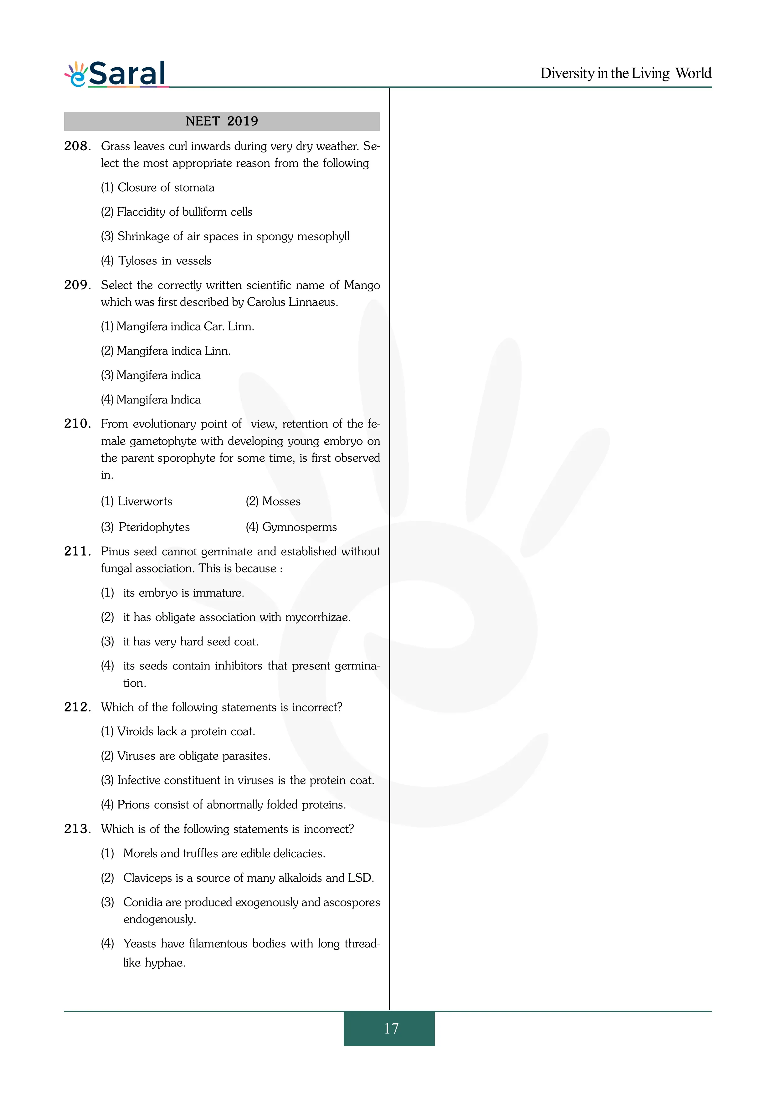 Diversity in the Living World - NEET Previous Year Questions with Complete Solutions