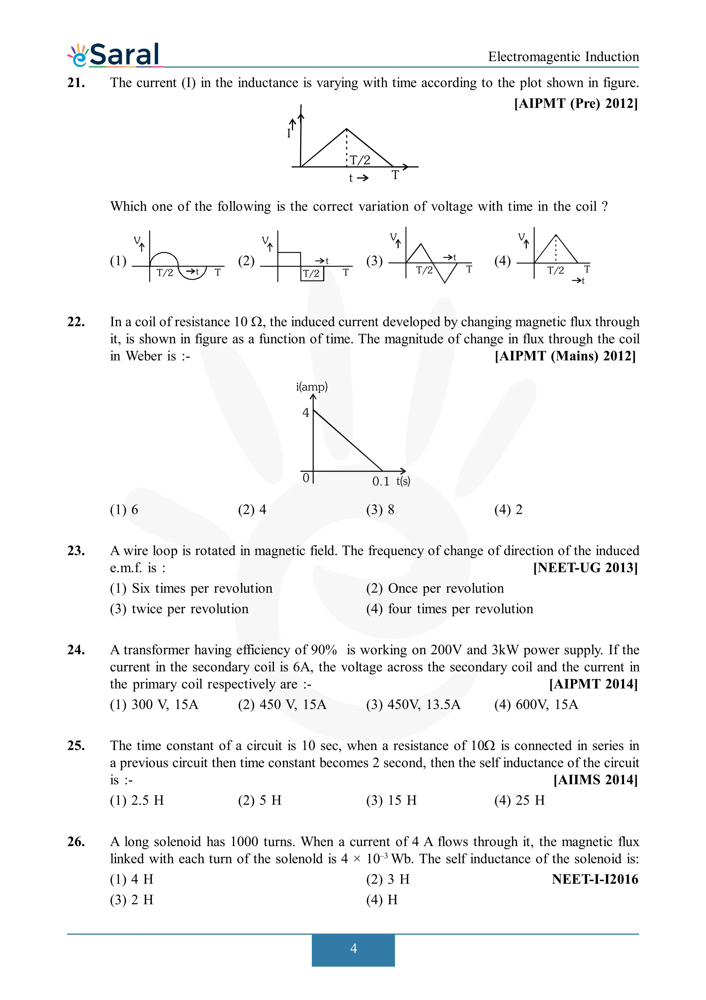 Electromagnetic Induction NEET PYQ | Solved Questions