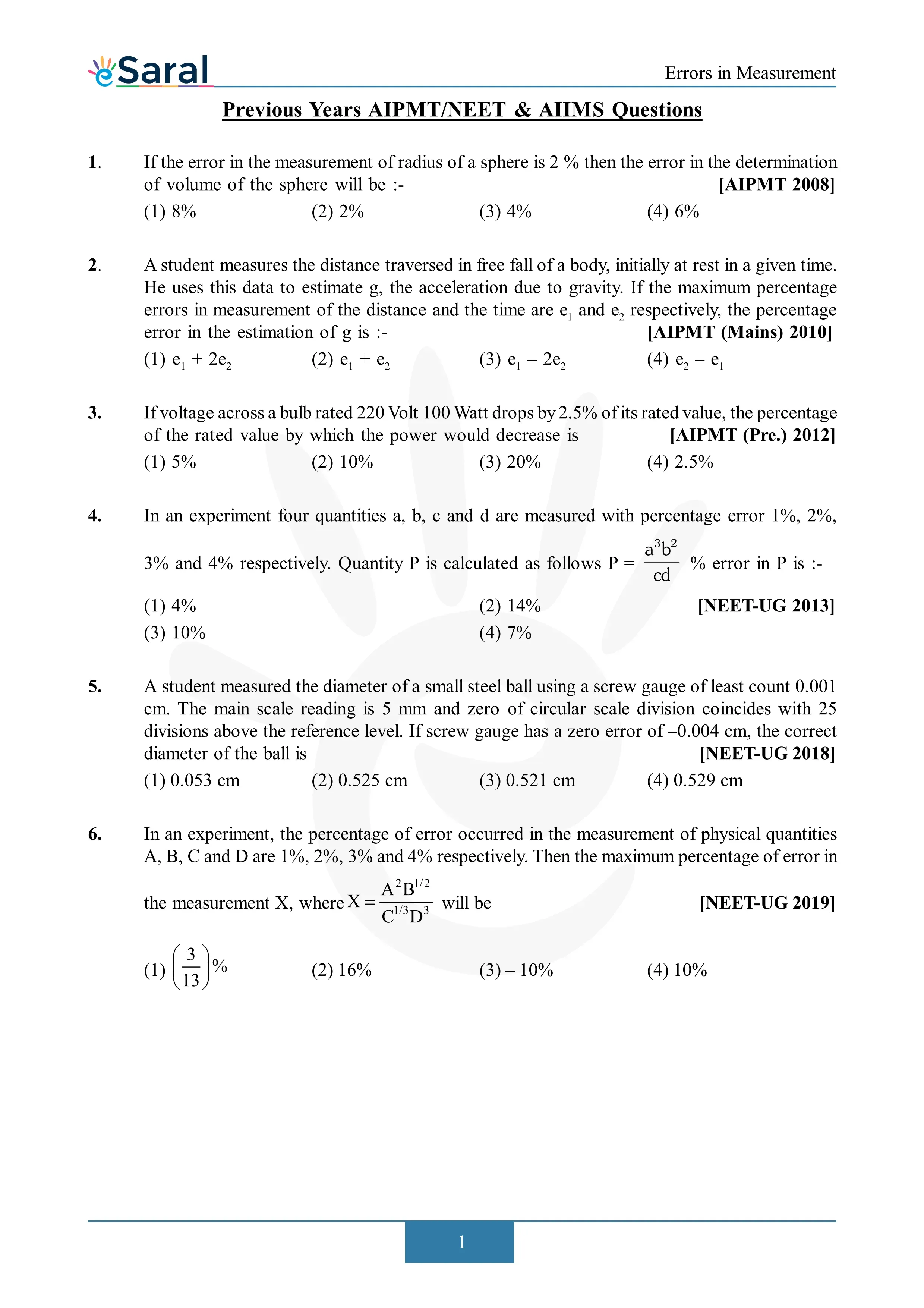 Errors in Measurement