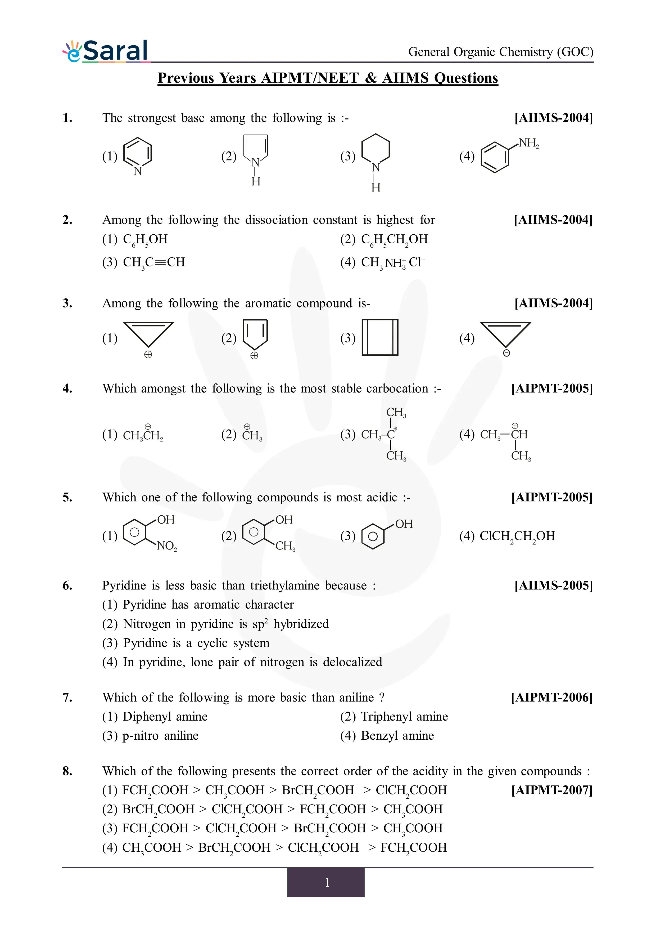 General Organic Chemistry - NEET Previous Year Questions with Complete Solutions