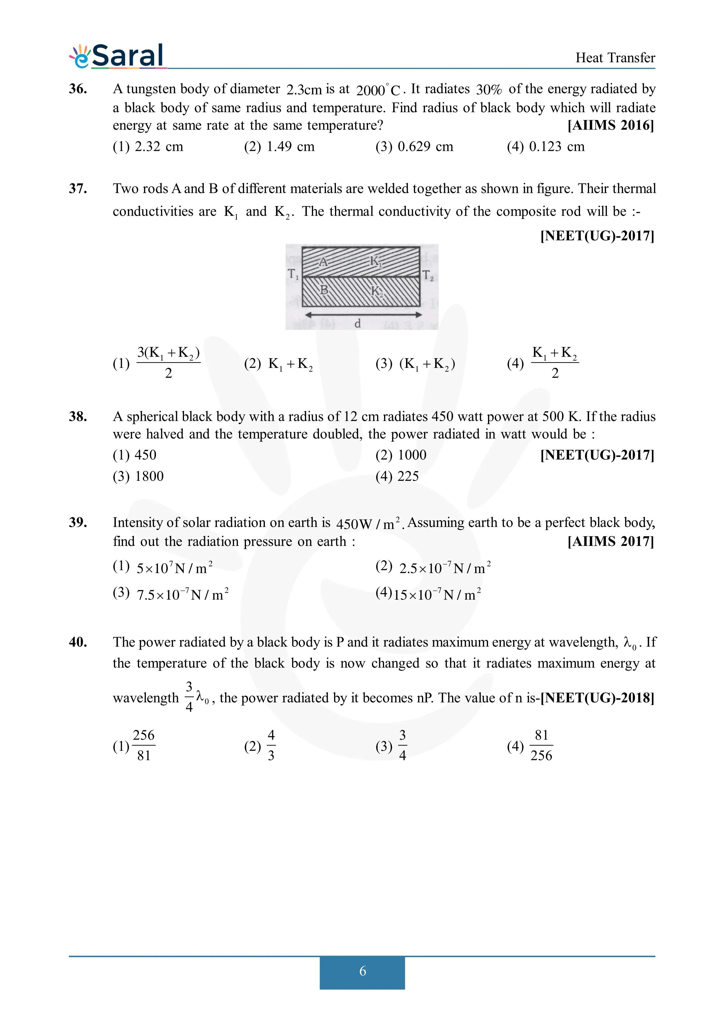 Heat Transfer - NEET Previous Year Questions