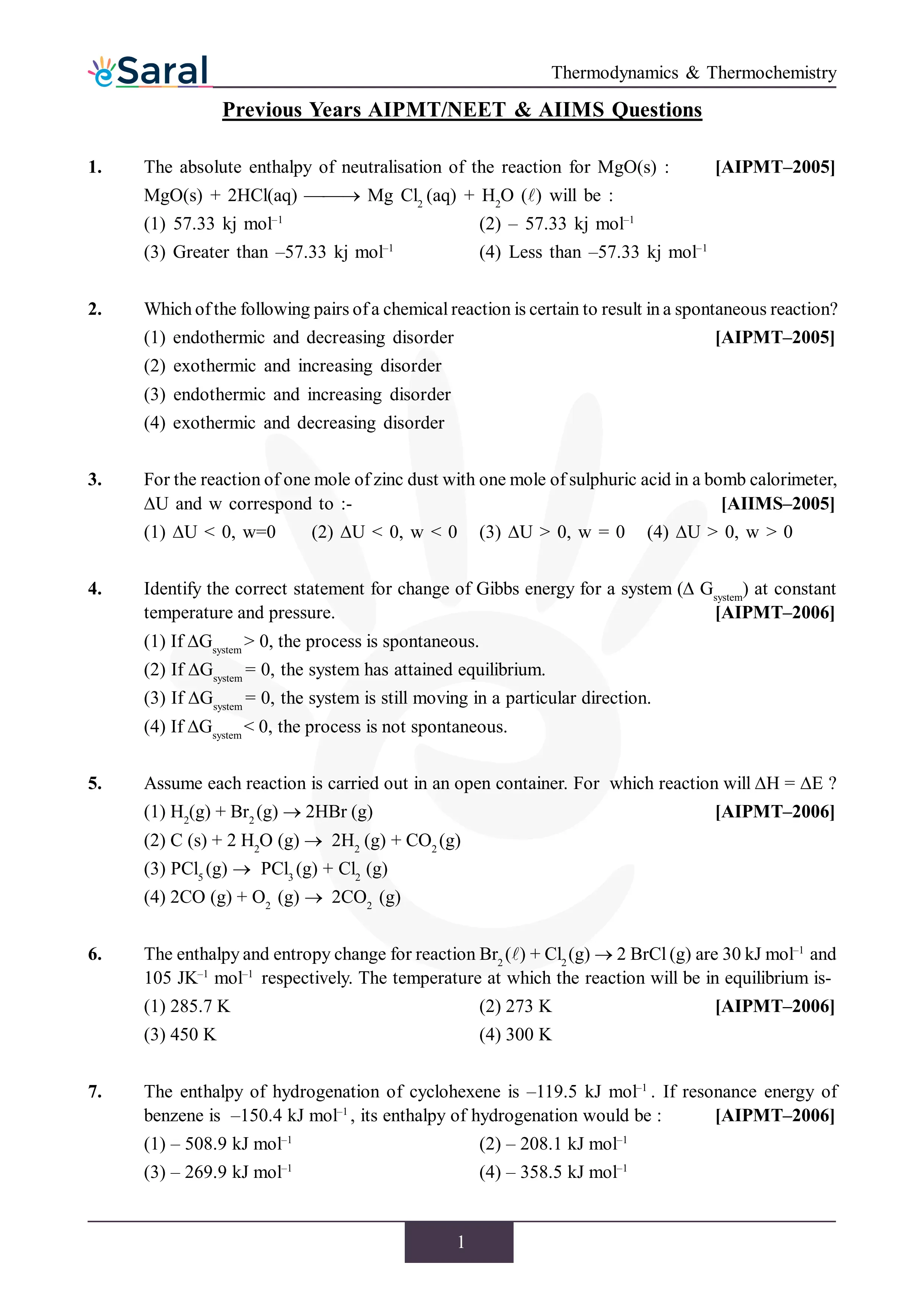 Thermodynamics PYQ