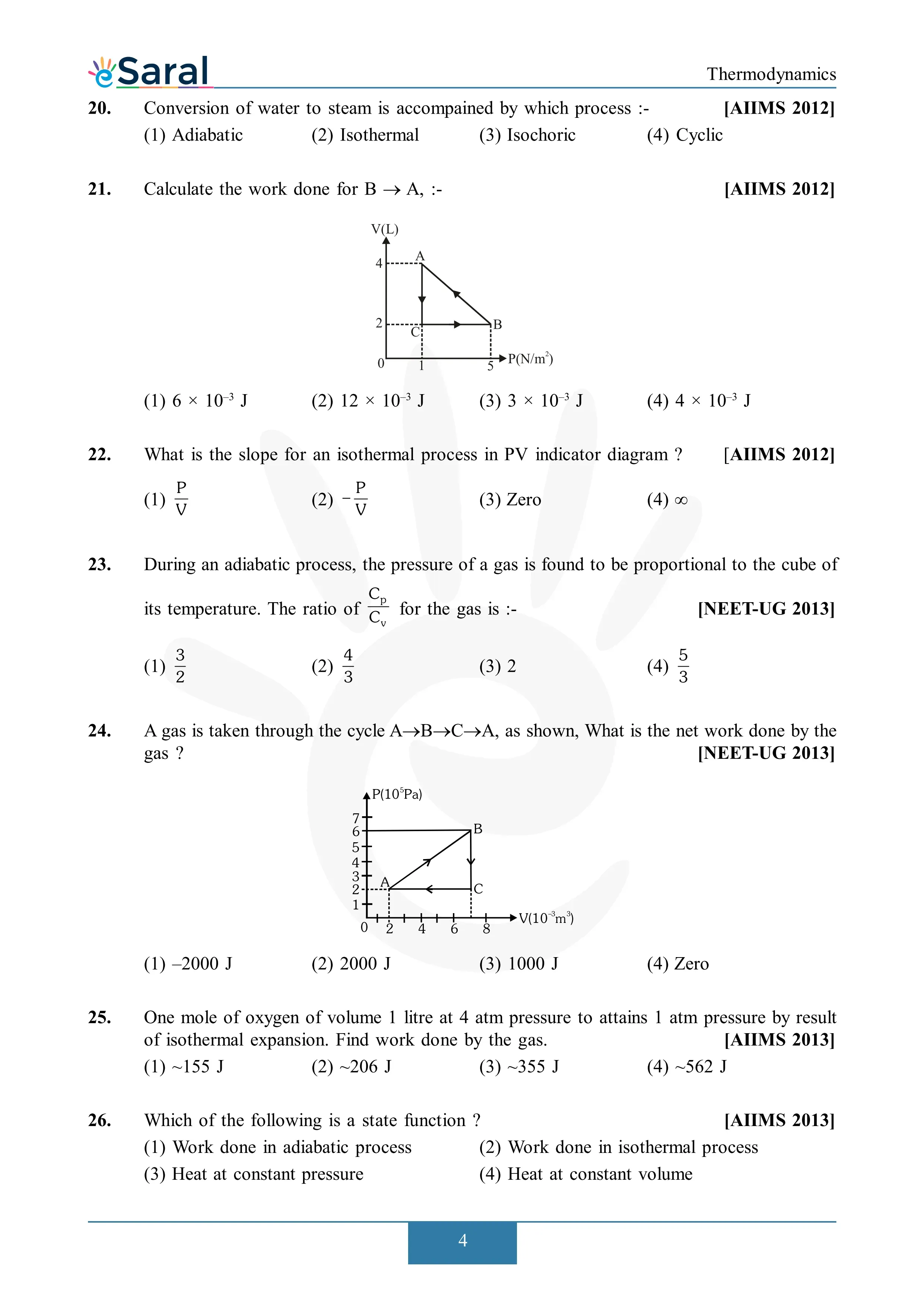 Thermodynamics - NEET Previous Year Questions with Complete Solutions