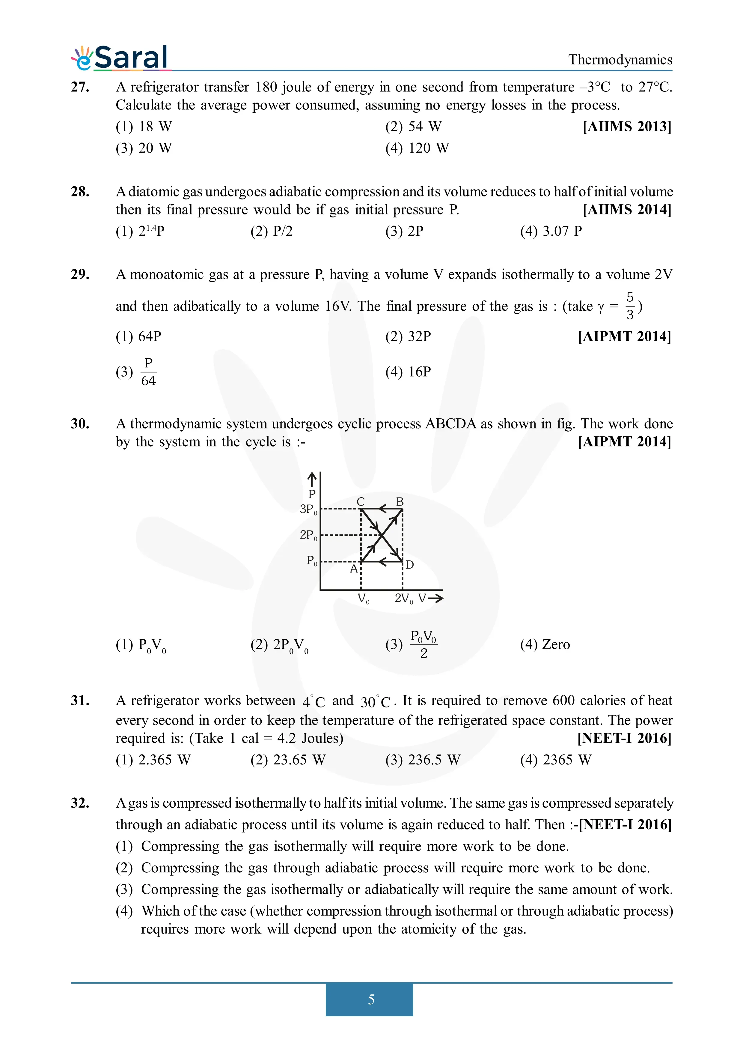Thermodynamics - NEET Previous Year Questions with Complete Solutions