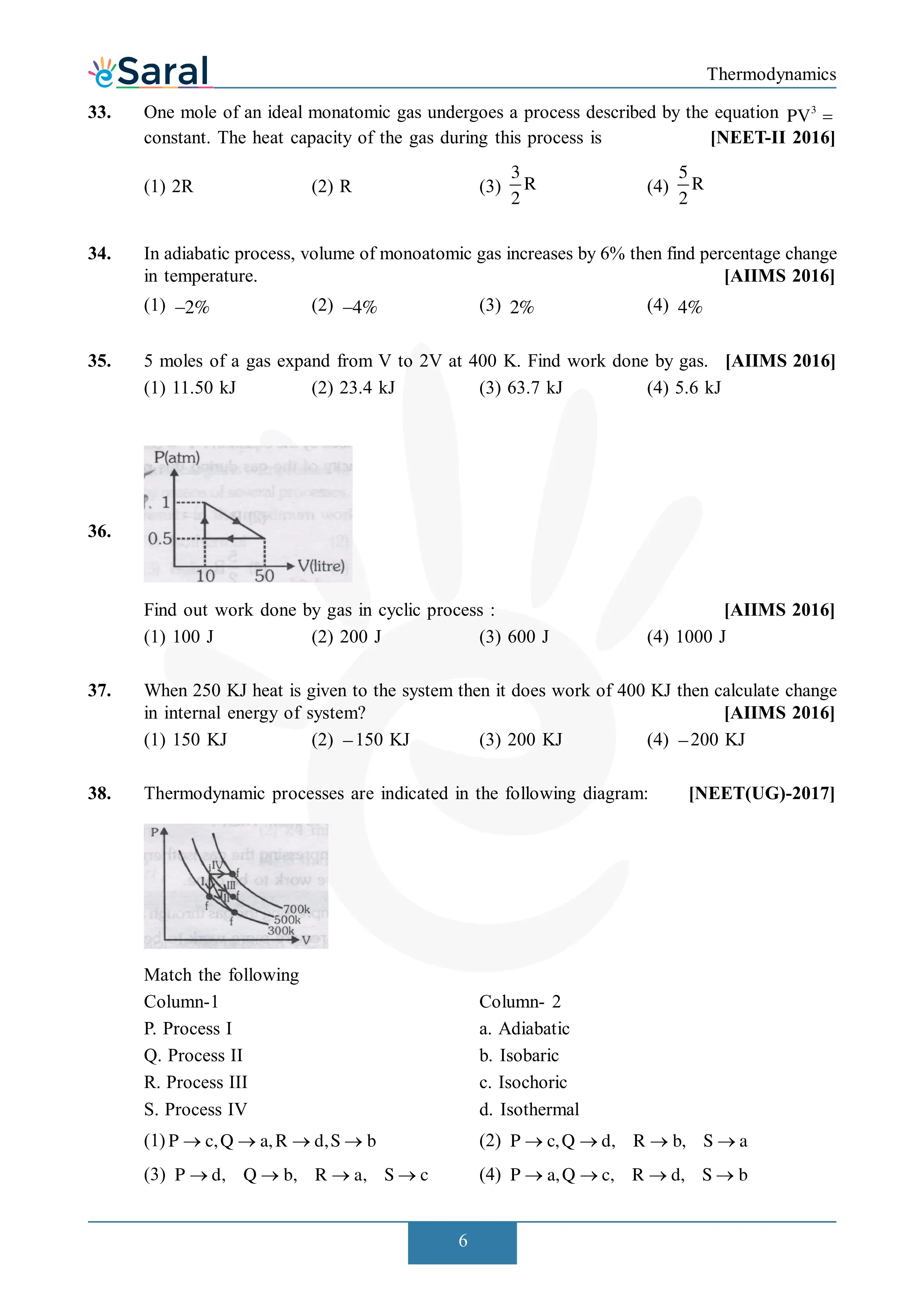 Thermodynamics - NEET Previous Year Questions with Complete Solutions