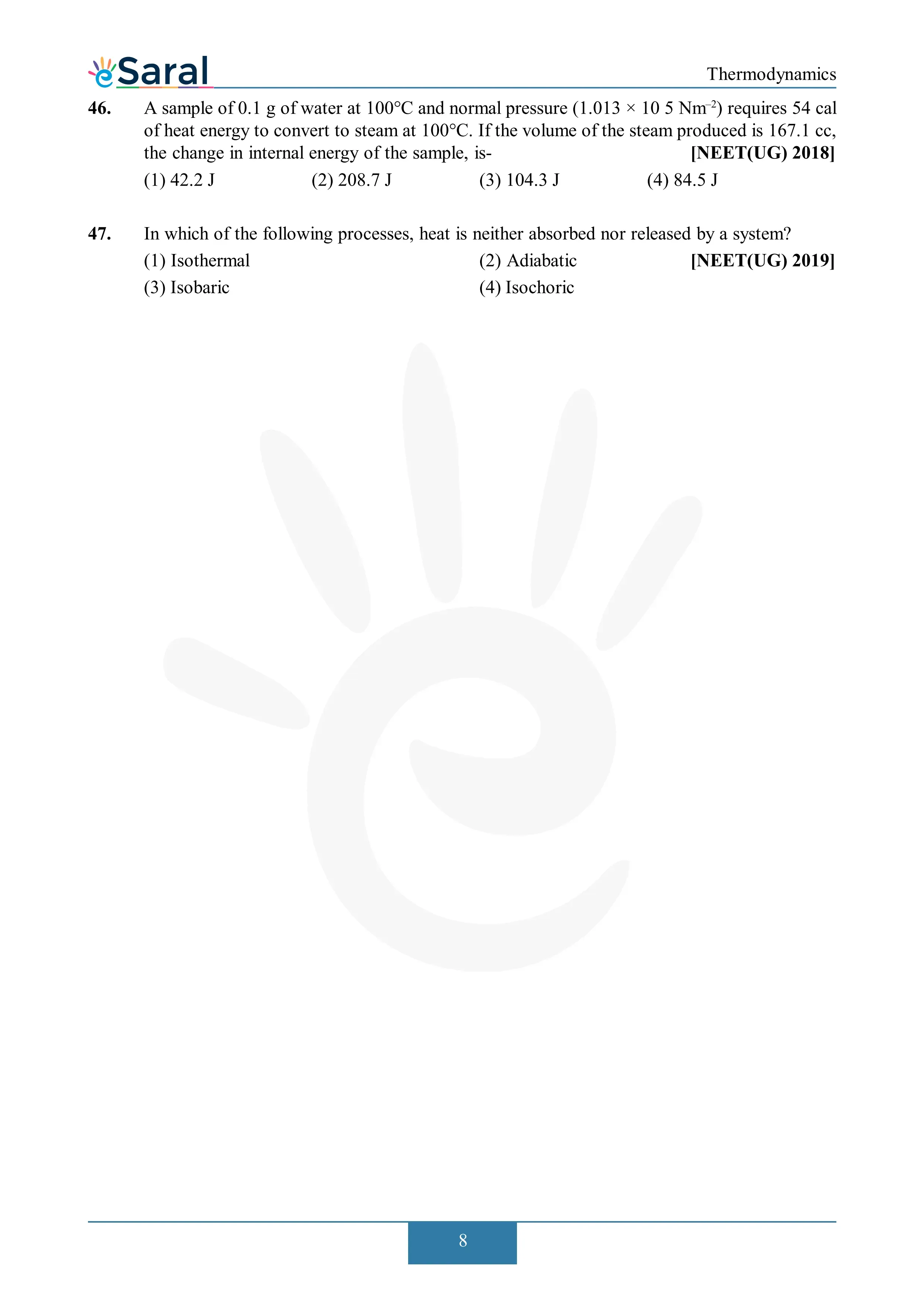 Thermodynamics - NEET Previous Year Questions with Complete Solutions