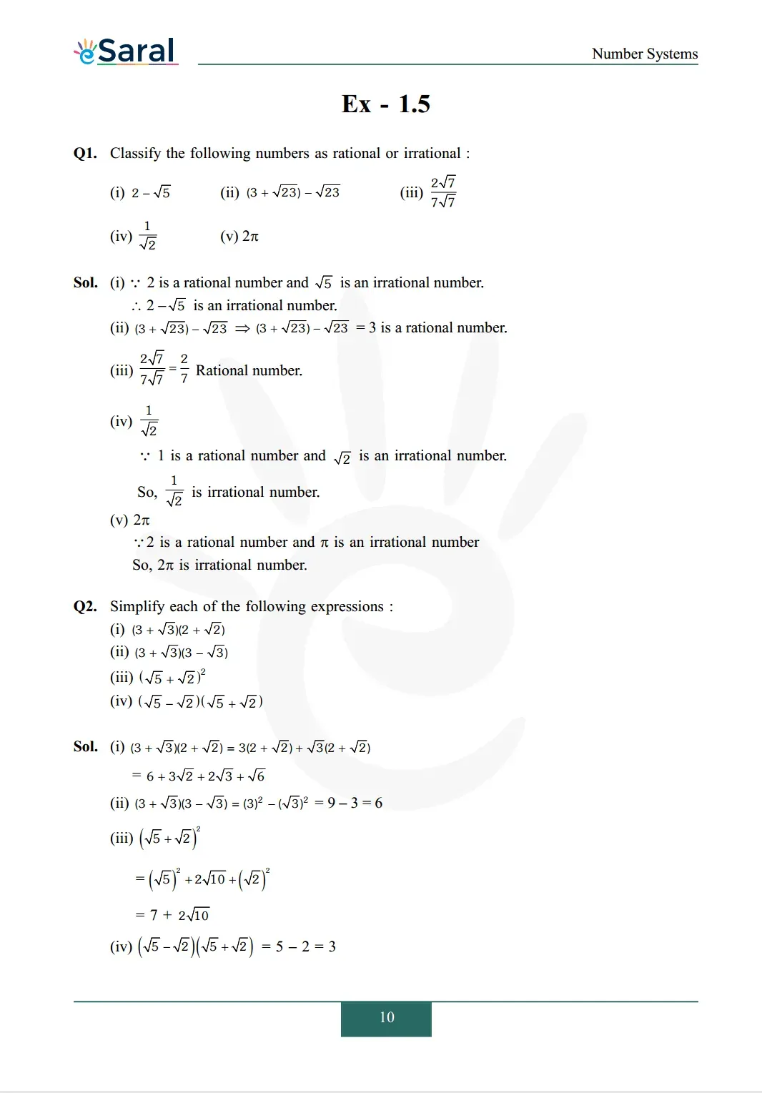 NCERT Solutions for Class 9 Maths chapter 1 Exercise 1.5 Image 1