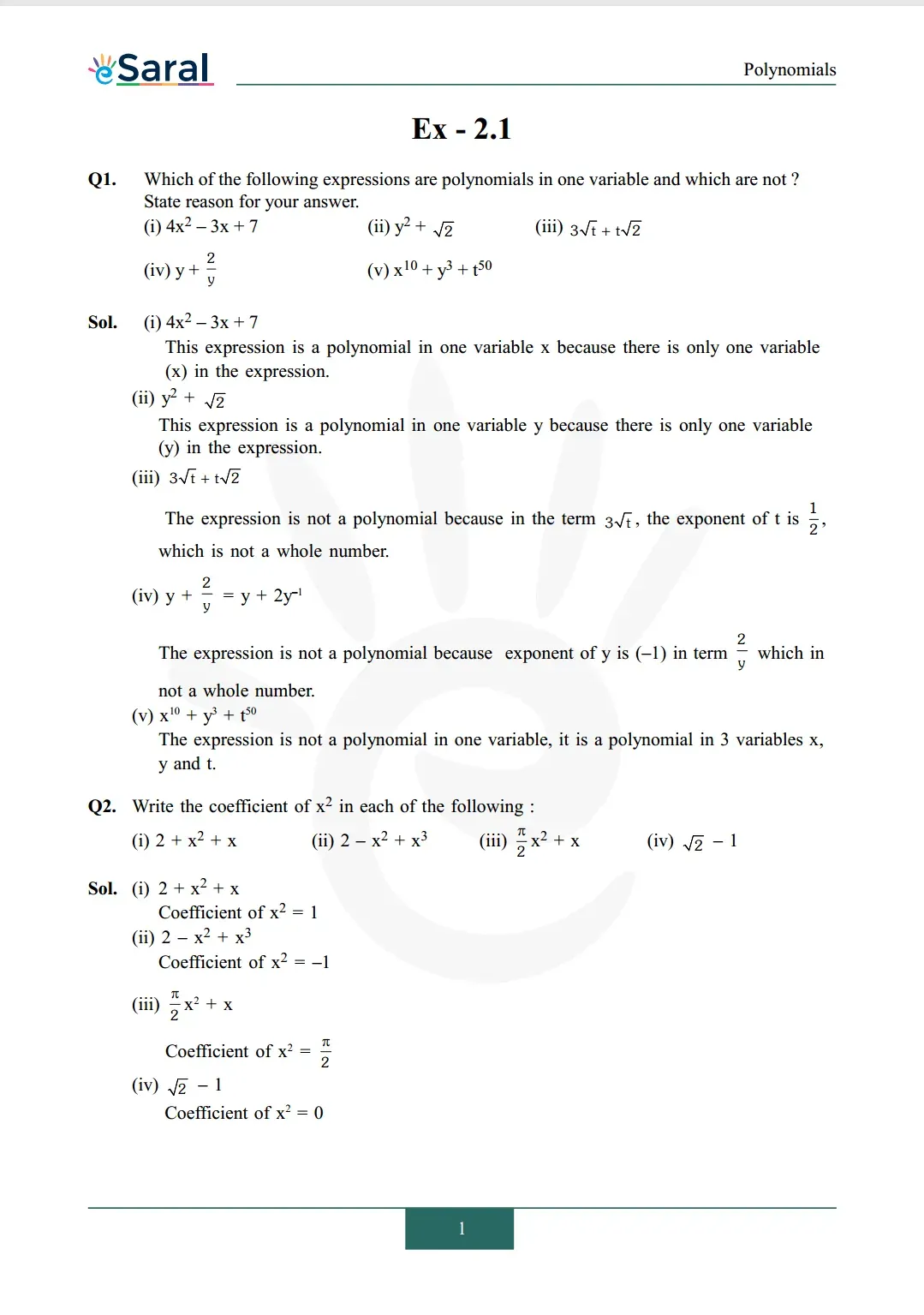 NCERT Solutions for Class 9 Maths chapter 2 Exercise 2.1 Image 1
