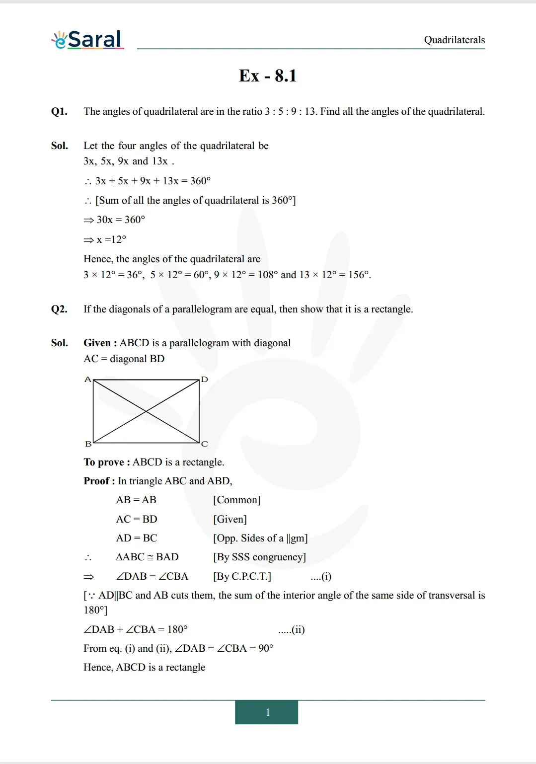 NCERT Solutions for Class 9 Maths chapter 8 Exercise 8.1 Image 1