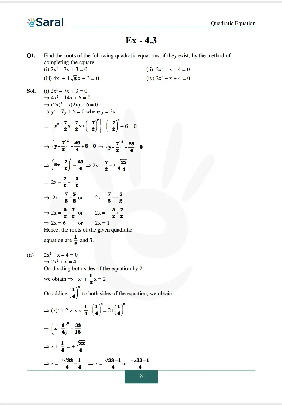 NCERT Solutions for Class 10 Maths chapter 4 Exercise 4.3 Image 1