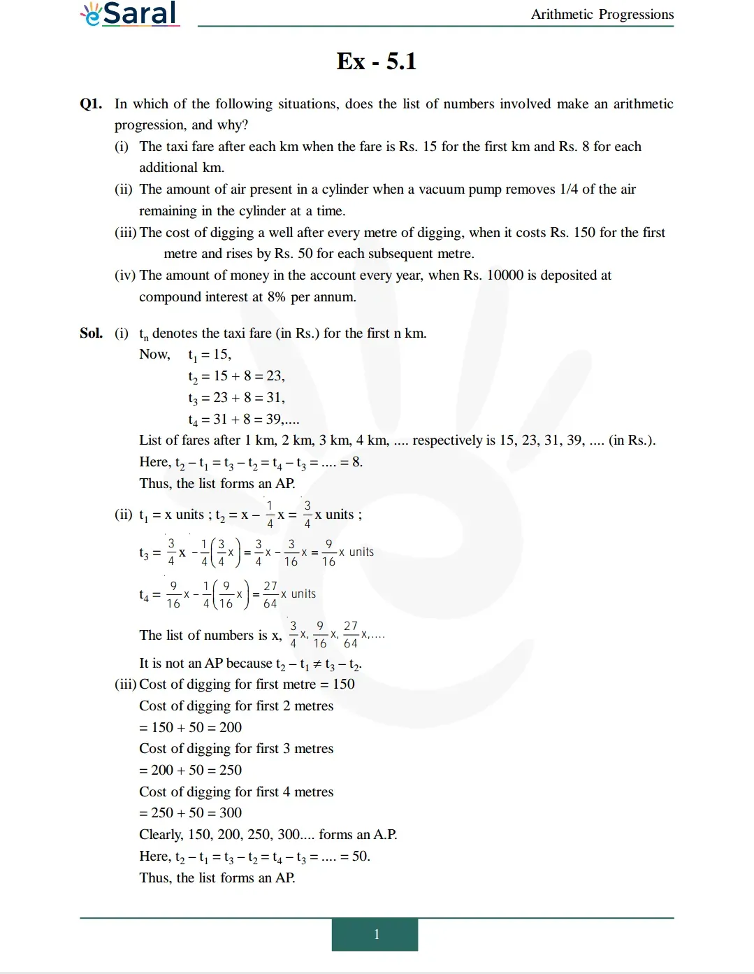 NCERT Solutions for Class 10 Maths chapter 5 Exercise 5.1 Image 1